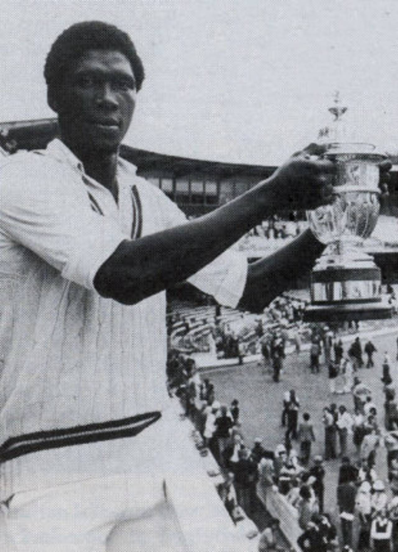Joel Garner with the World Cup - his 5 for 38 helped West Indies to victory, West Indies v England, Lord's, June 23, 1979