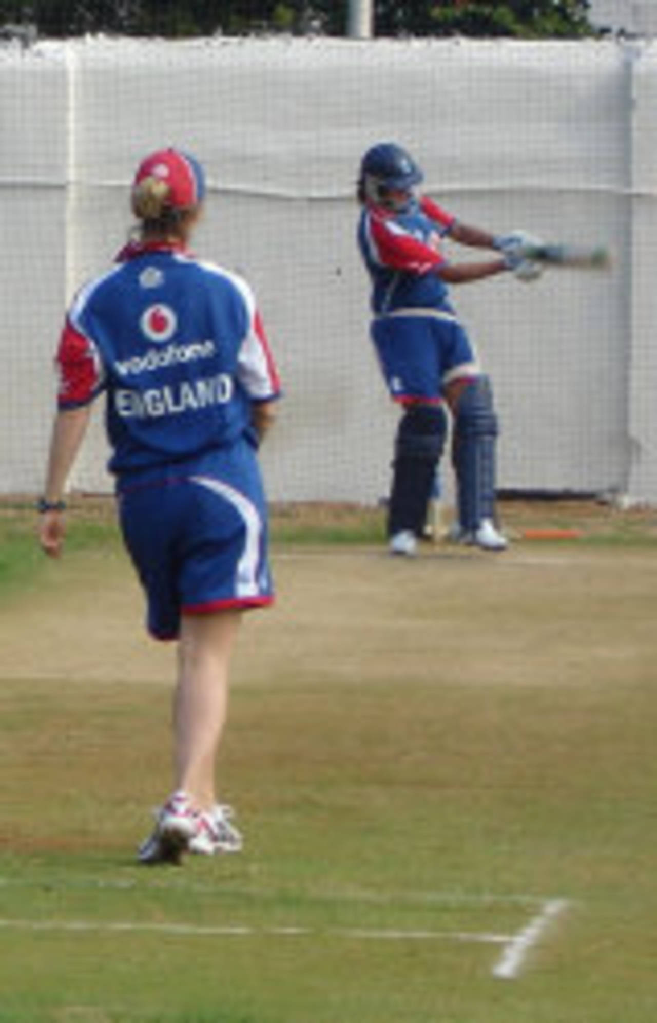 England train in the nets ahead of their opening match against India, Chennai, February 20, 2007