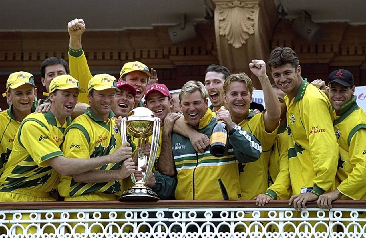 The victorious Australians with the 1999 World Cup, Australia v Pakistan, Final, World Cup, Birmingham, June 20, 1999
