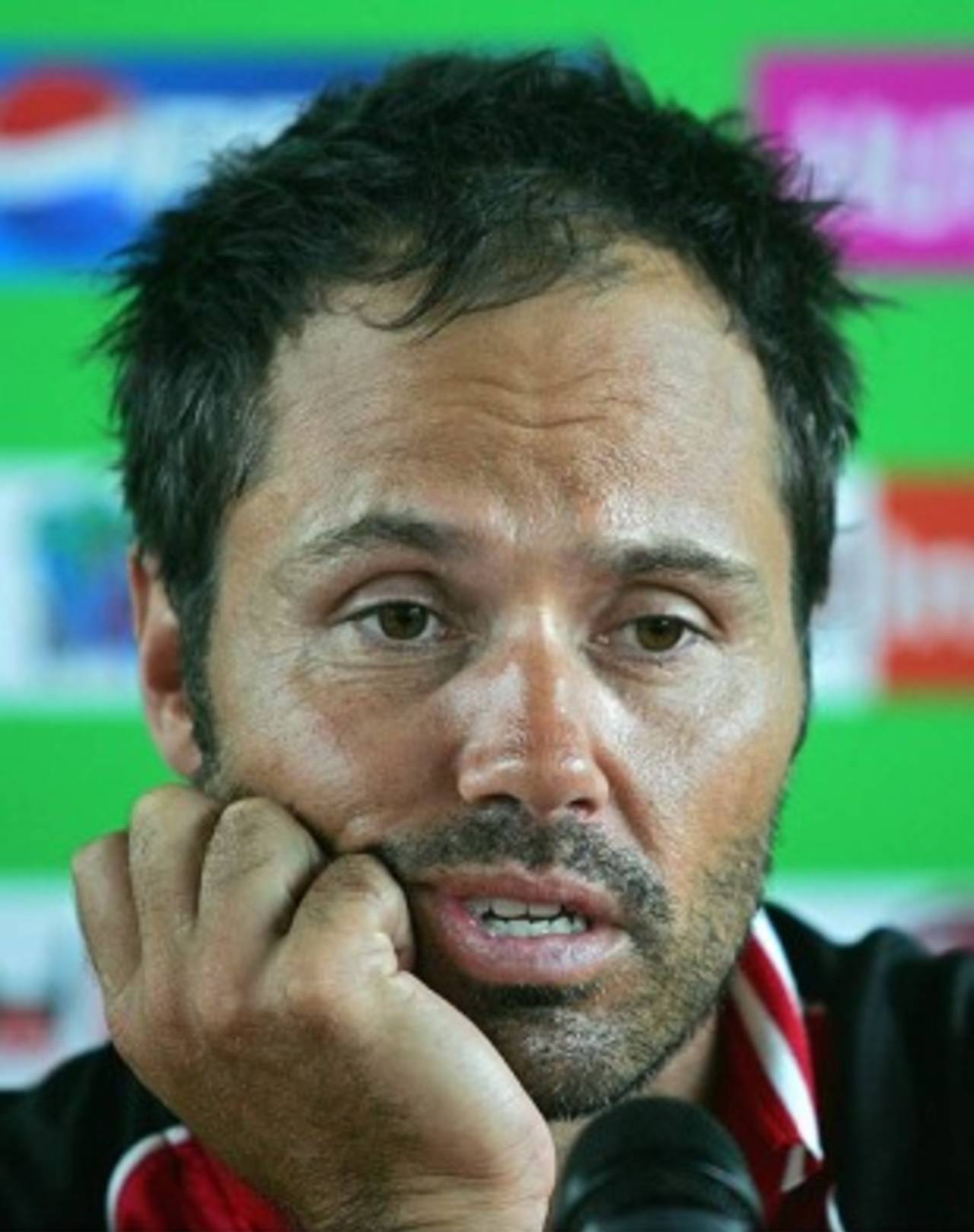 John Davison speaks to the media after Canada's warm-up loss to Ireland, University of West Indies stadium, near Port of Spain, March 8, 2007