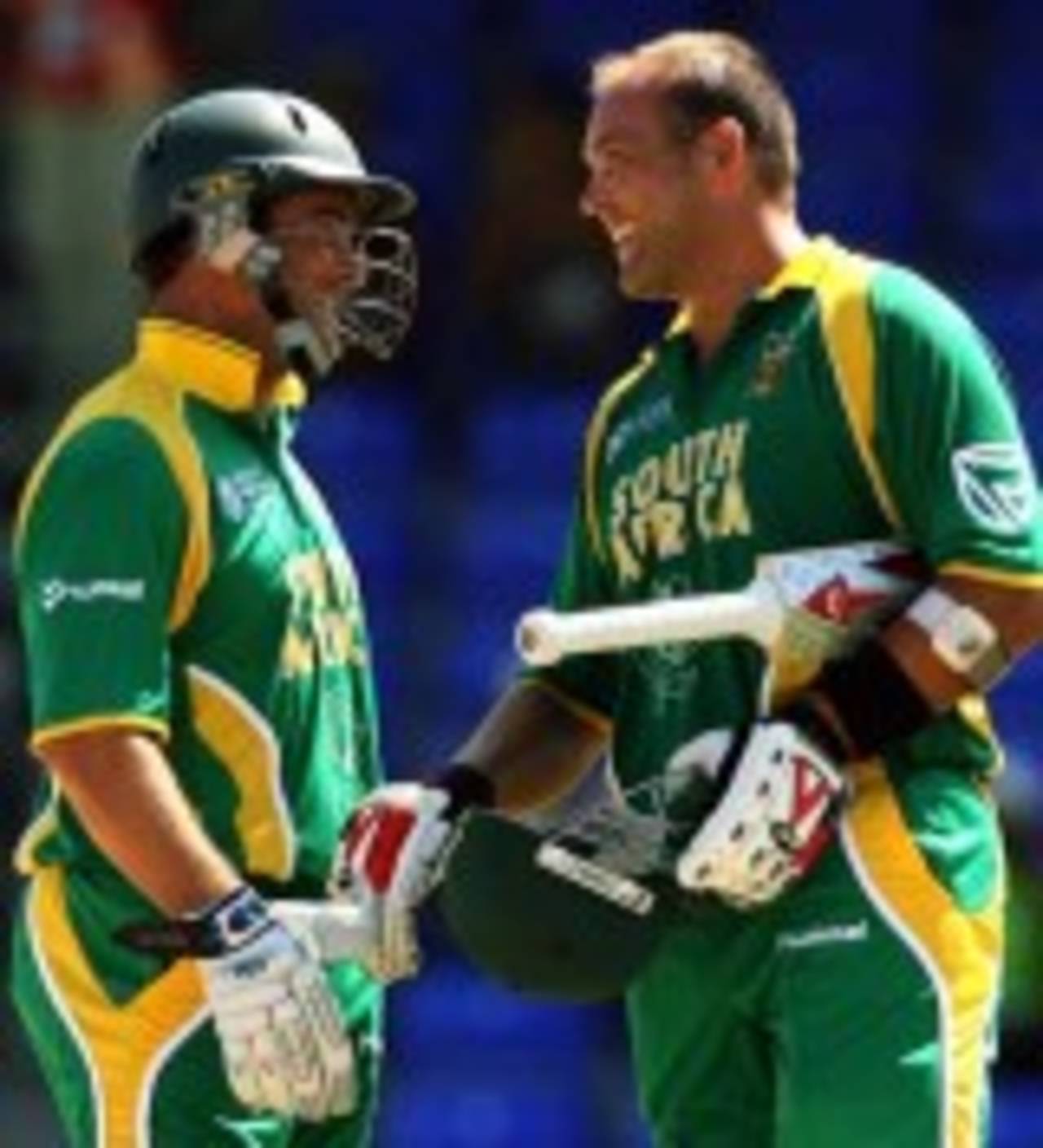 Mark Boucher and Jacques Kallis share the spoils in their unbeaten 134-run stand, Netherlands v South Africa, Group A, St Kitts, March 16, 2007