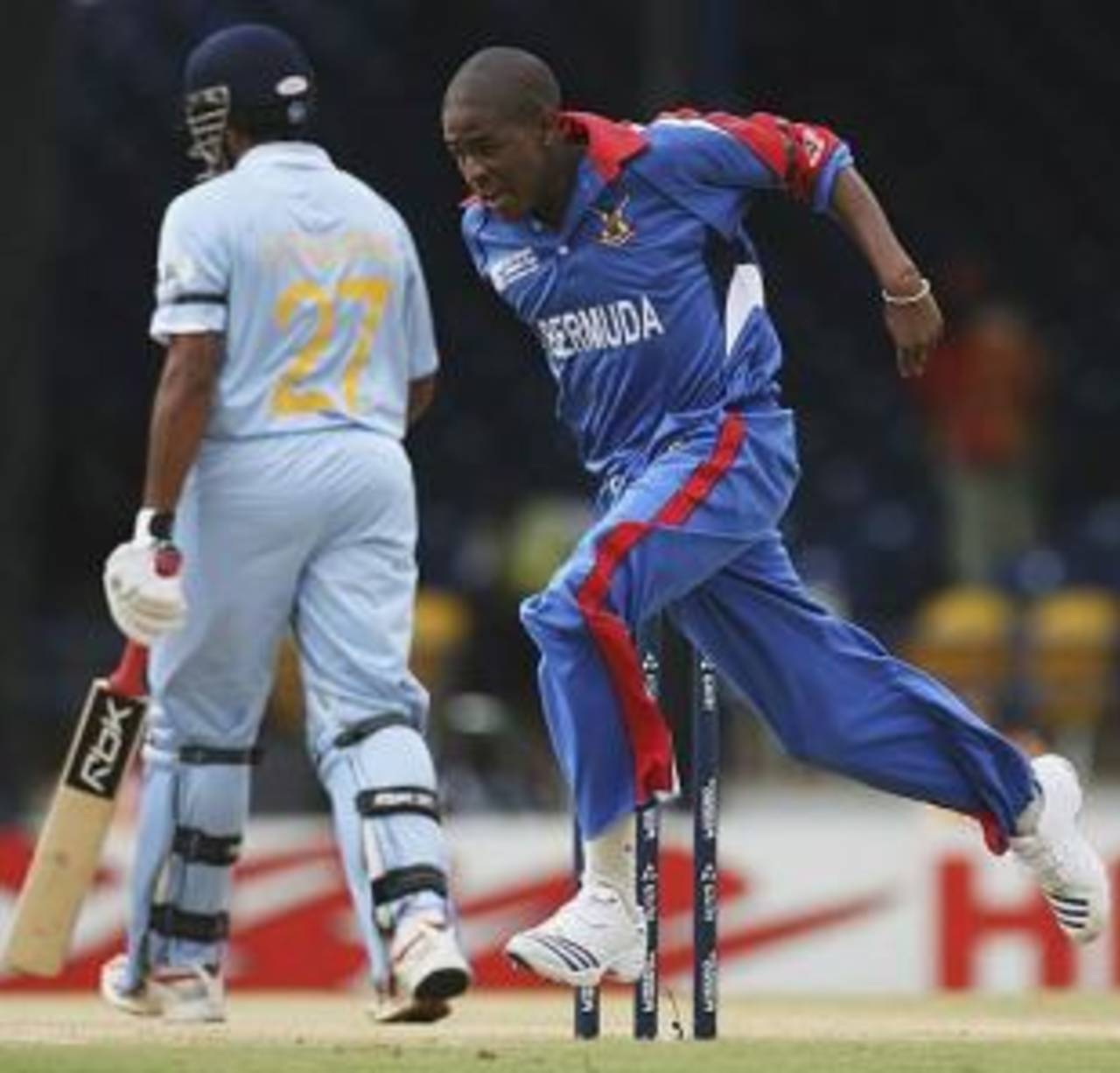 Malachi Jones dismissed Robin Uthappa with his first ball of the World Cup, Bermuda v India, Group B, Trinidad, March 19, 2007
