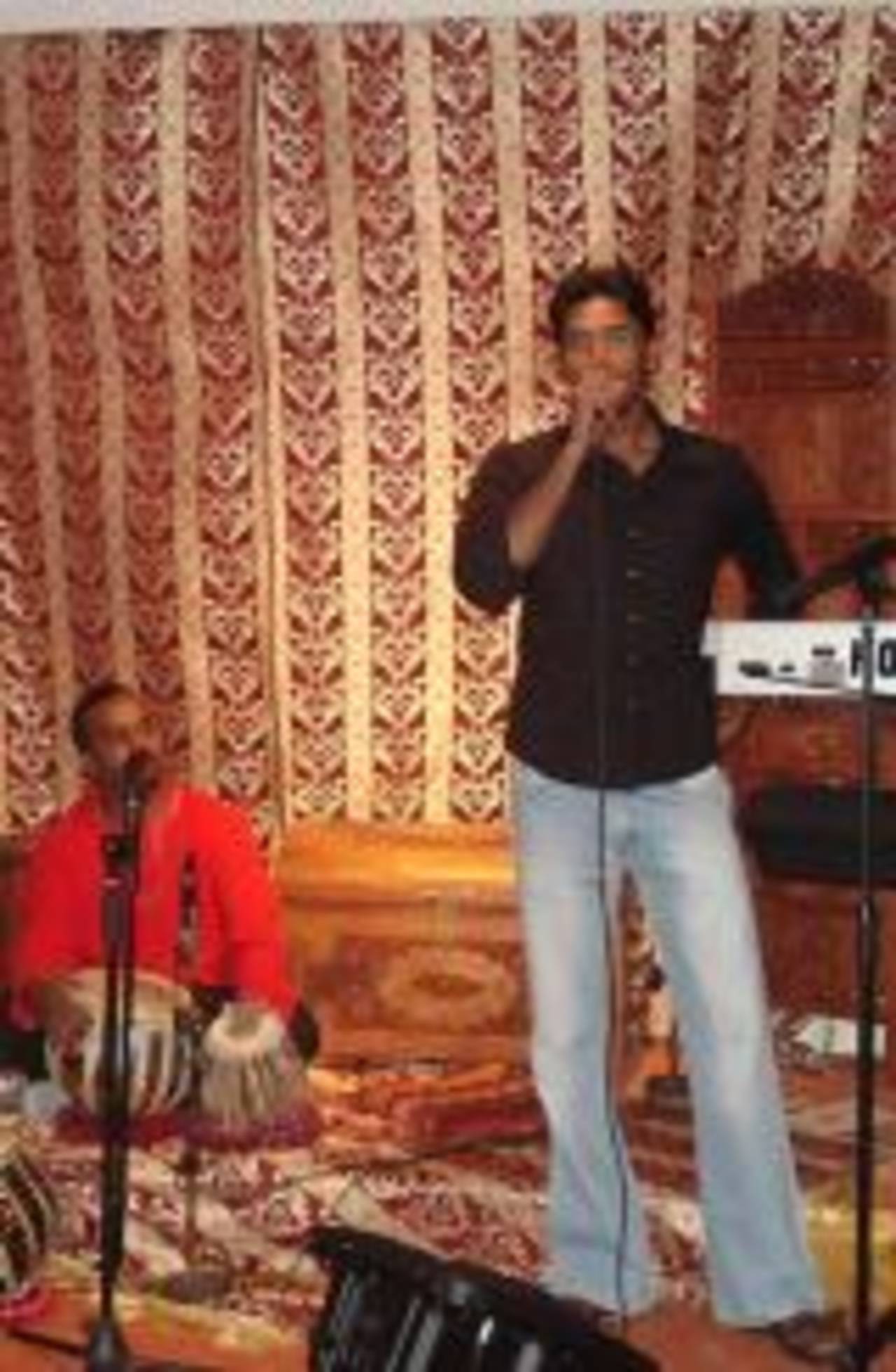 Shahadat Hossain shows his musical talents, Trinidad, March 20, 2007