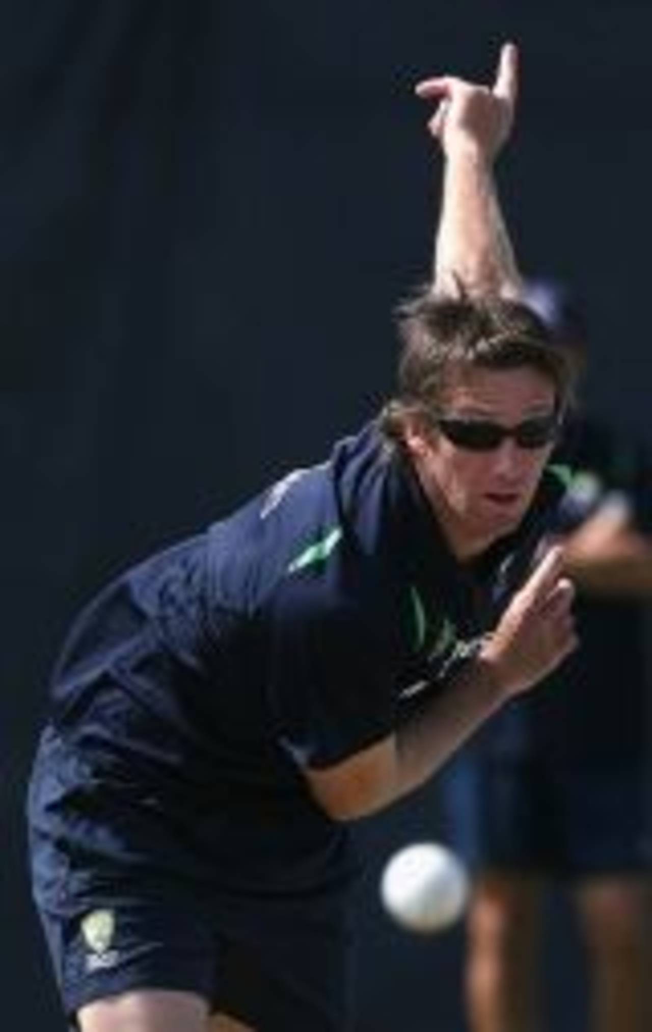 Glenn McGrath bowls in the nets, St John's, Antigua, March 29, 2007