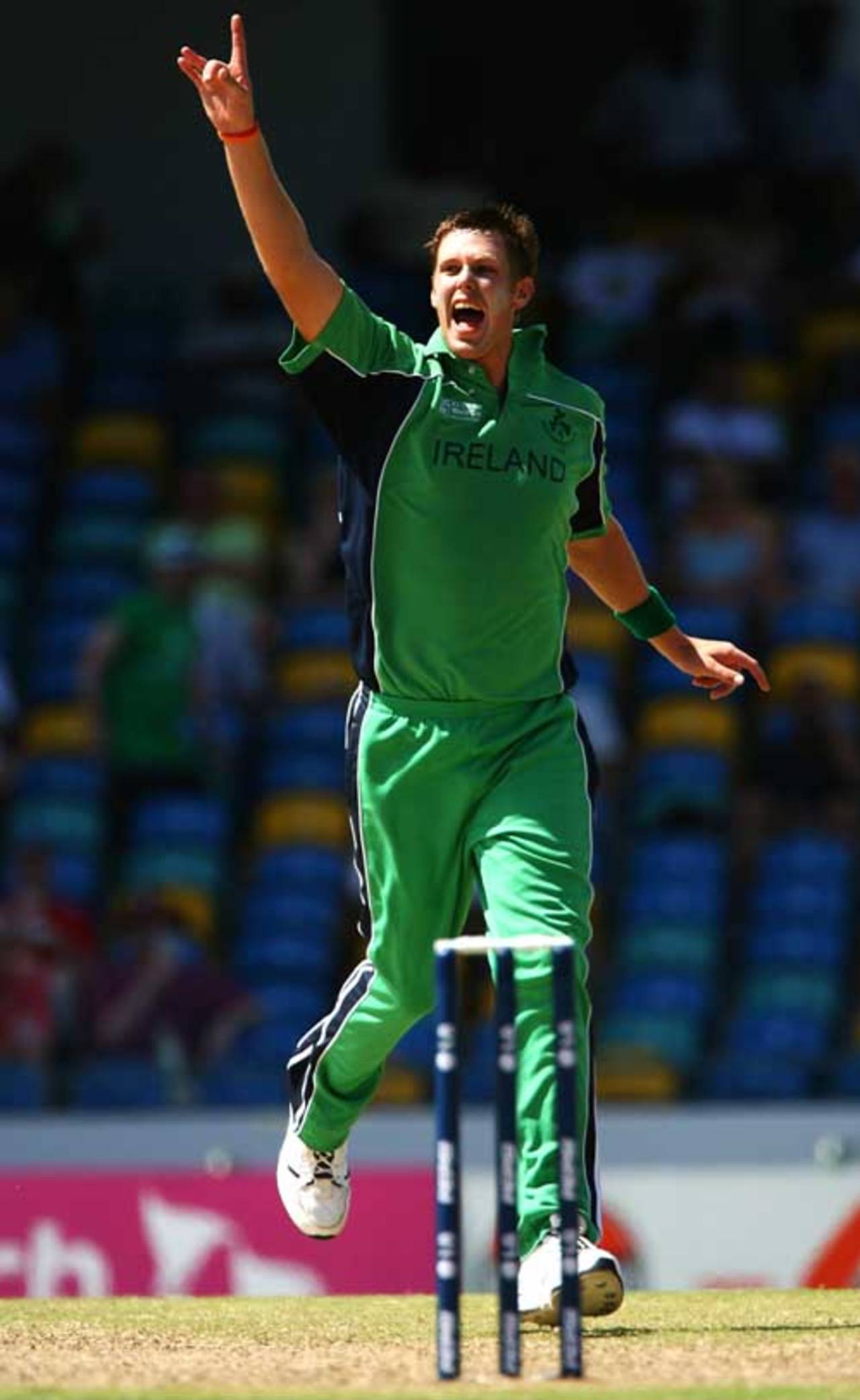 Boyd Rankin  celebrates the wicket of Shahriar Nafees, Bangladesh v Ireland, Super Eights, Barbados, April 15, 2007
