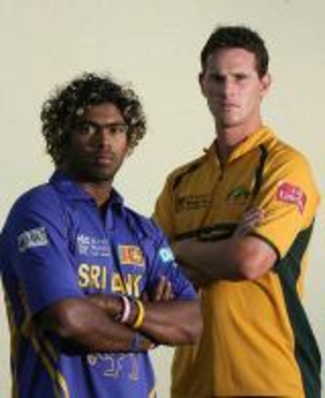 Meeting of the slingers: Lasith Malinga and Shaun Tait, St George's, Grenada, April 15, 2007