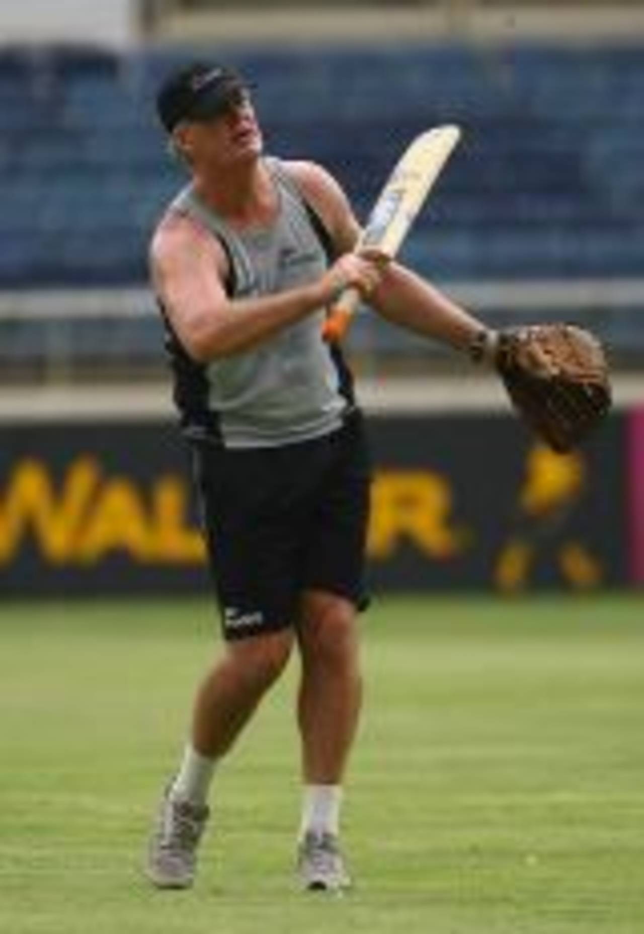 John Bracewell, the New Zealand coach, gives catching practice, Jamaica, April 23, 2007