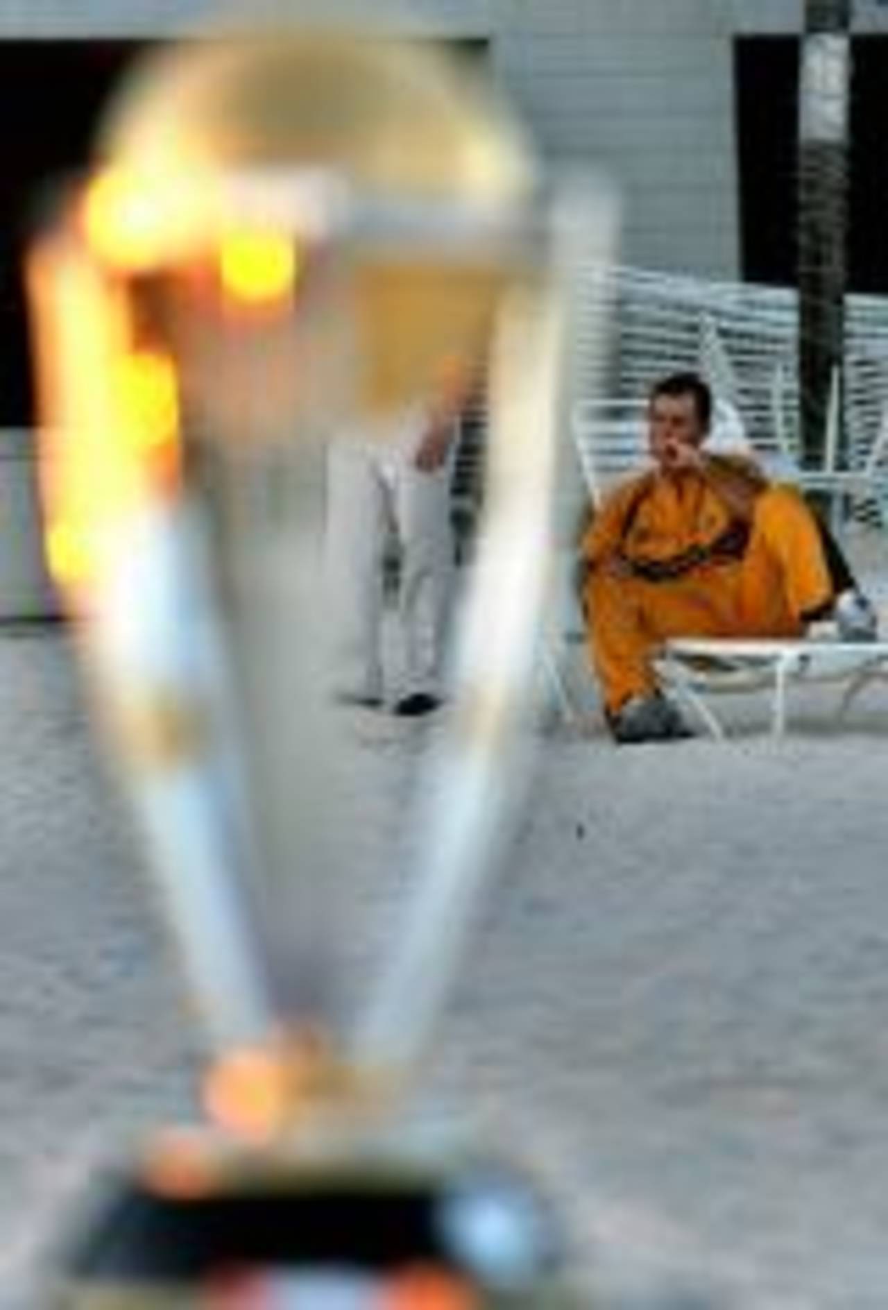 Ricky Ponting has no time for fun and games as he ponders his strategy on the beach, Barbados, April 27, 2007
