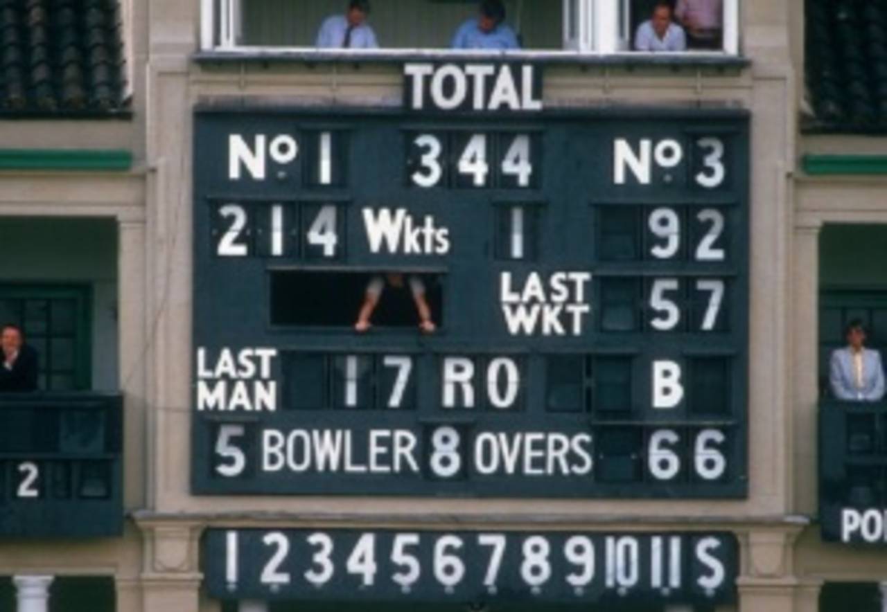 The scoreboard tells the story of a remarkable win, England v West Indies, Lord's, July 3, 1984