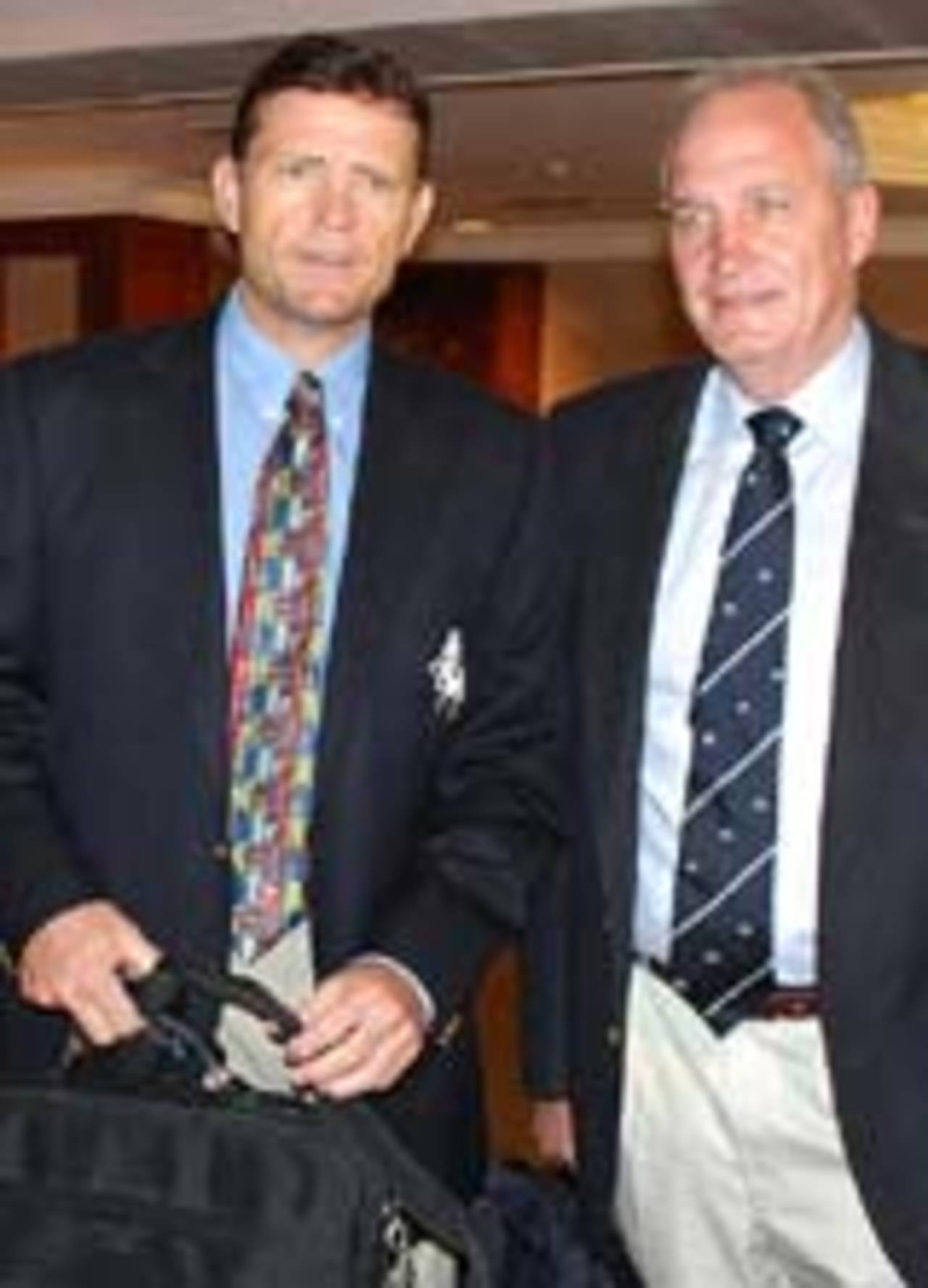 Graham Ford and John Emburey arrive in Chennai to stake their claim to be the new coach of the Indian team, Chennai, June 9, 2006.