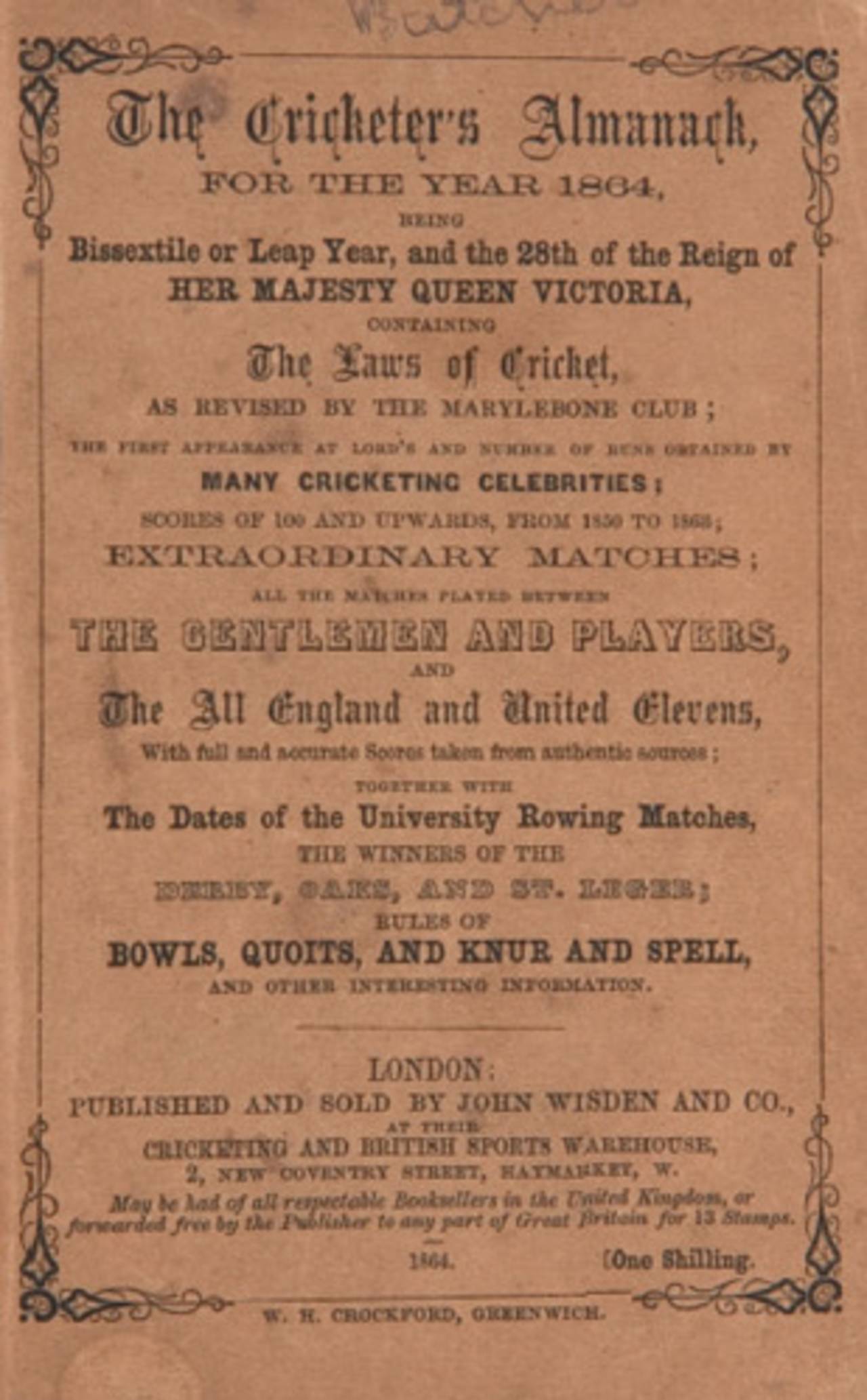 The cover of the 1904 Wisden Cricketers' Almanack