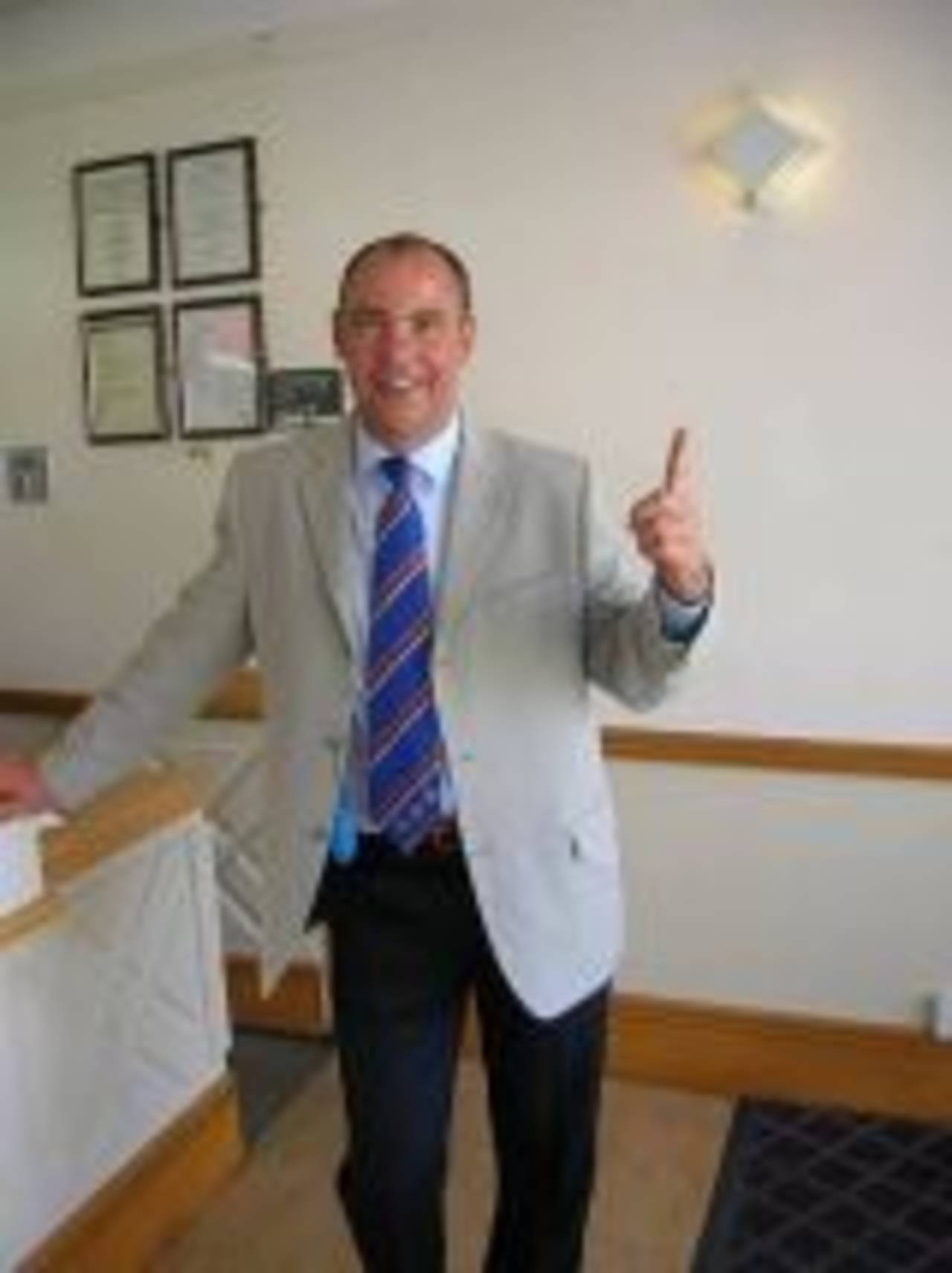 Tim Robinson, the former England opener, looks happy with his new profession, that of an umpire at the first-class level, England v India, 2nd Test, Trent Bridge, day 3, July 29, 2007