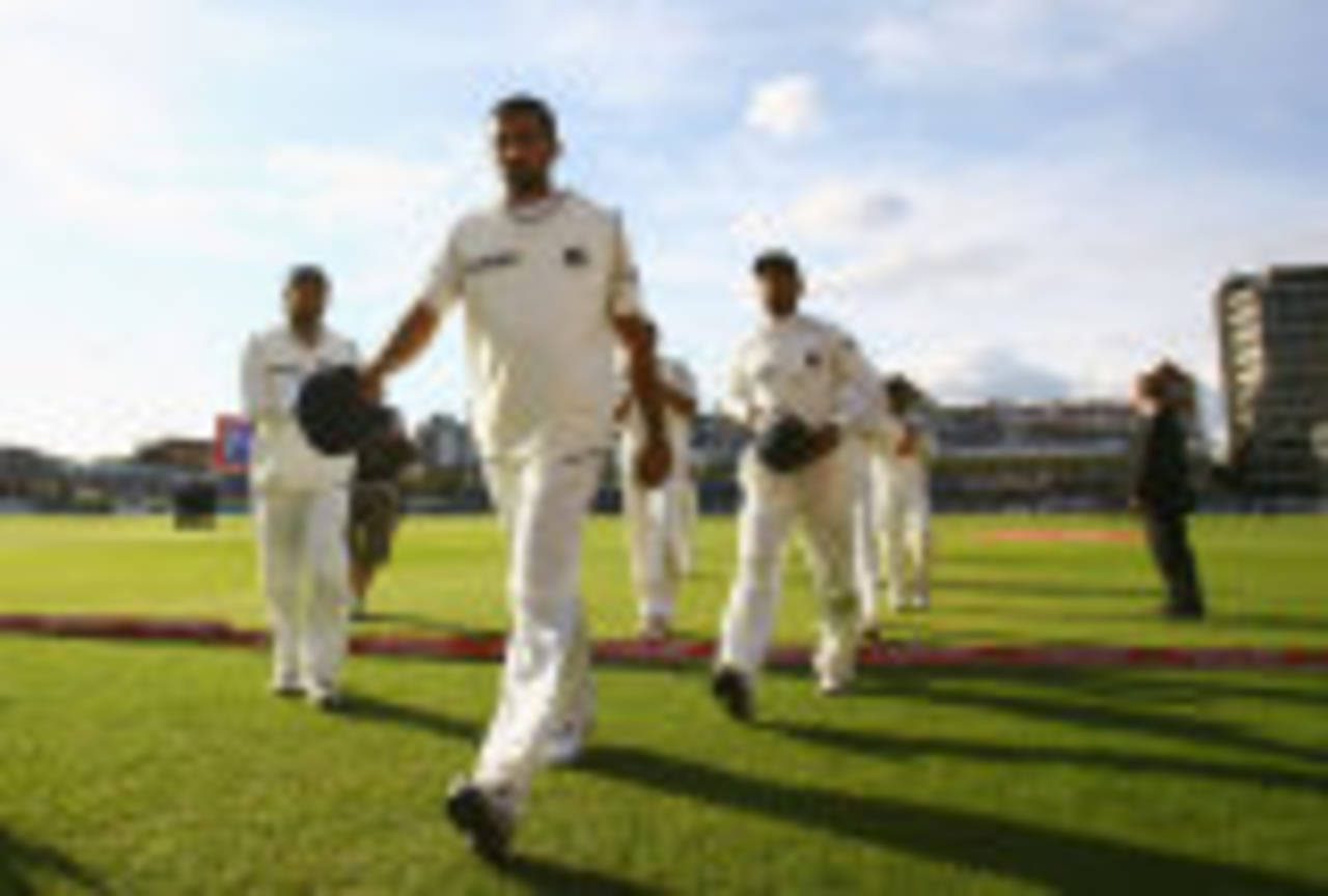 Zaheer Khan leads the Indians off the field, England v India, 2nd Test, Trent Bridge, 4th day, July 30, 2007