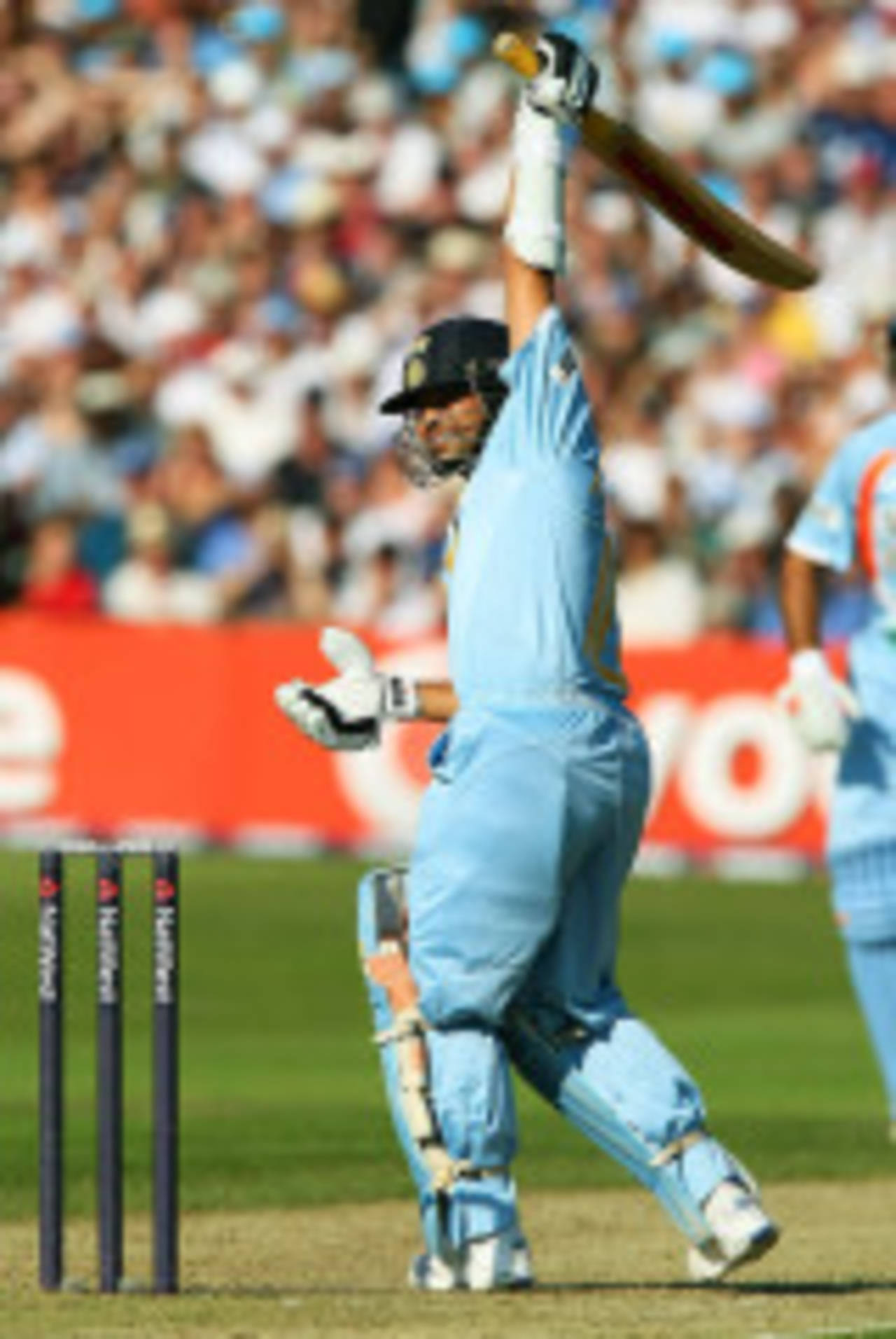 Sachin Tendulkar looks back after getting a lifter from Flintoff, which led to his dismissal, England v India, 2nd ODI, Bristol, August 24, 2007