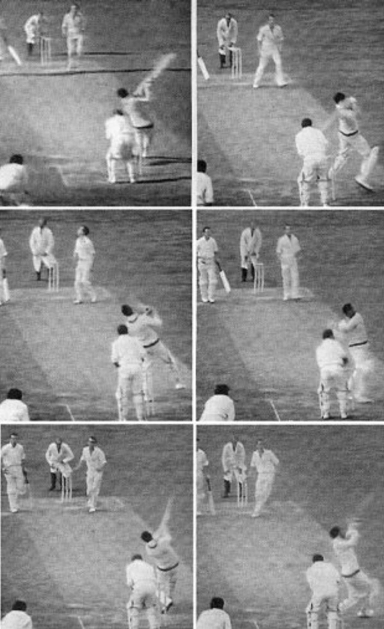 A collage of Garry Sobers smashing six sixes off an over from Malcolm Nash, Glamorgan v Nottinghamshire, Cardiff, August 31, 1968