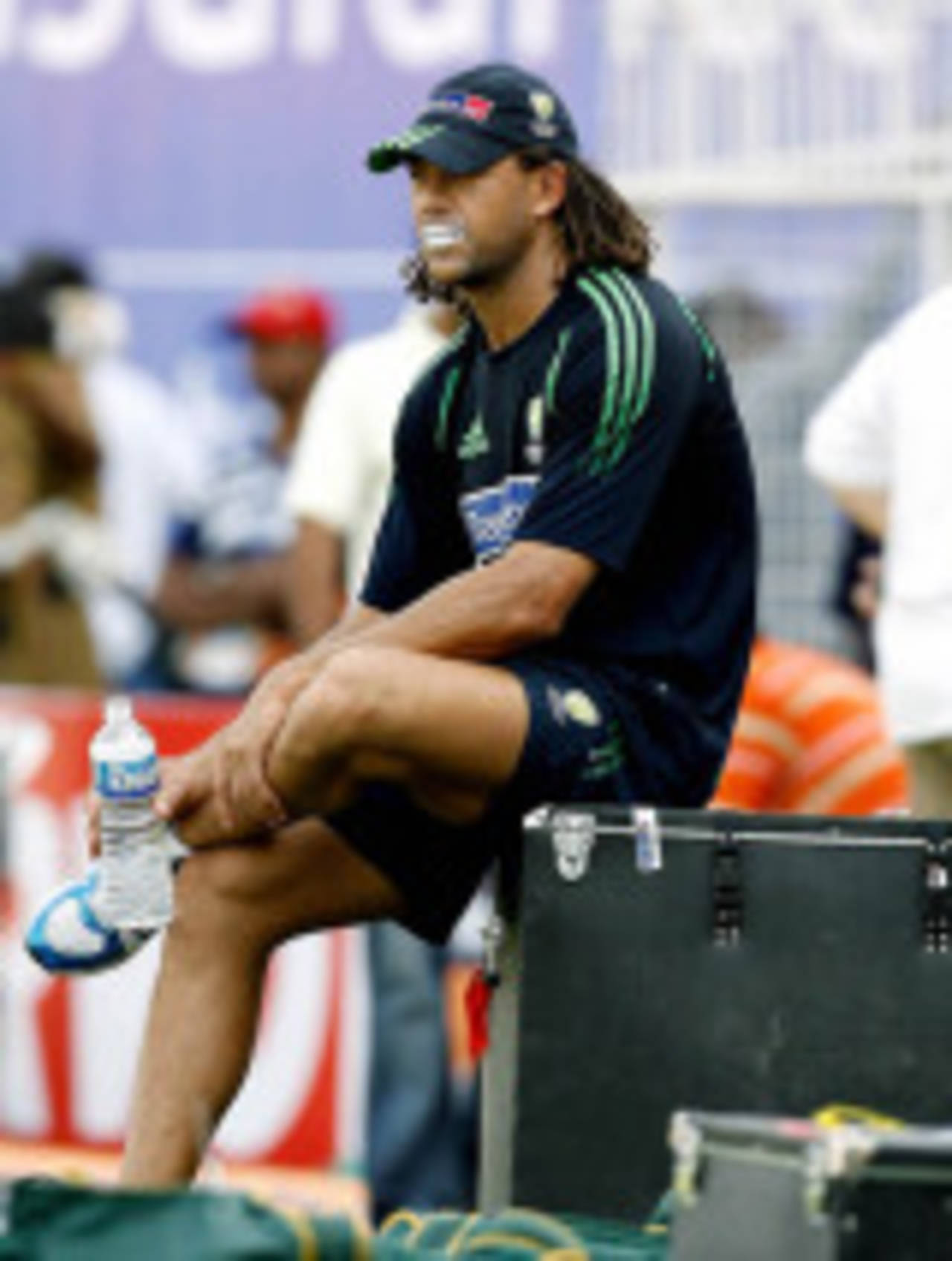 Andrew Symonds takes a break during practice, Nagpur, October 13, 2007