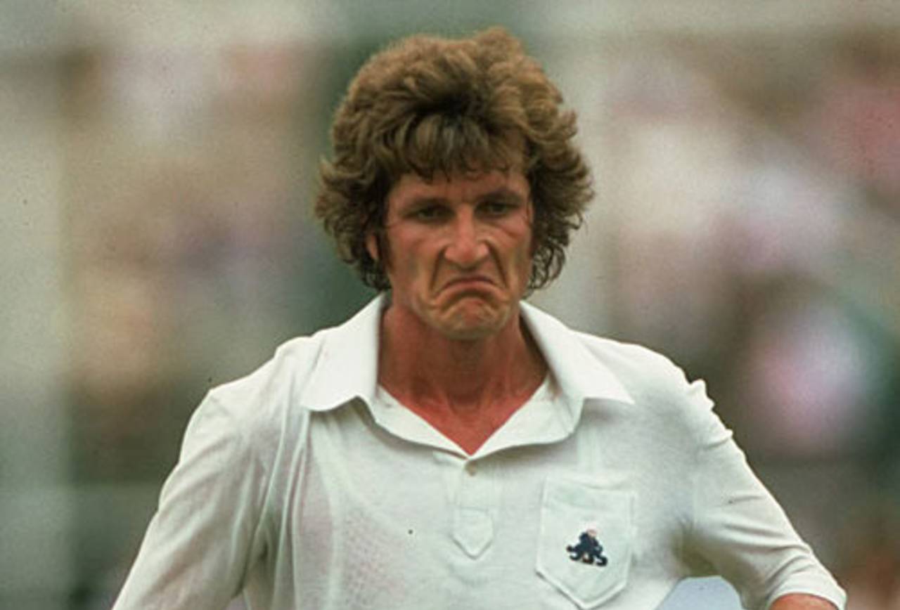 Bob Willis walks back to his mark with a confused look on his face, Australia v England, 5th Test, Sydney, January 7, 1983
