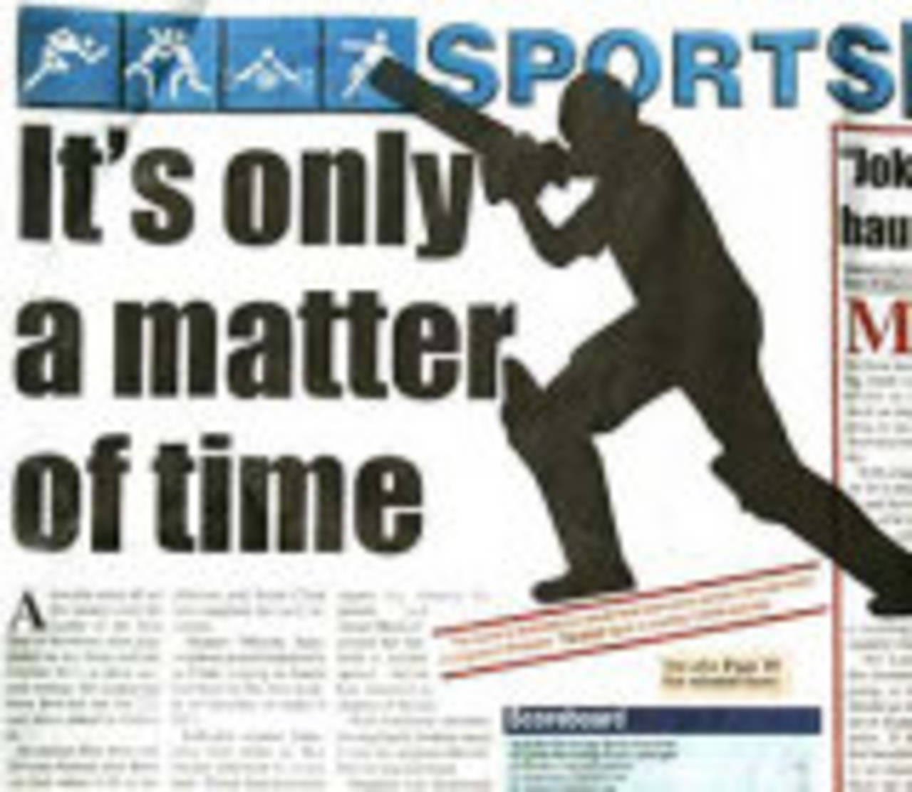 Sri Lanka's <I>Sunday Times</I> protests against the media ban imposed by Cricket Australia. The caption reads: "This space is dedicated to what would have been an action picture of the Test match in progress in Brisbane. The black figure is courtesy of Cricket Australia." November 11, 2007