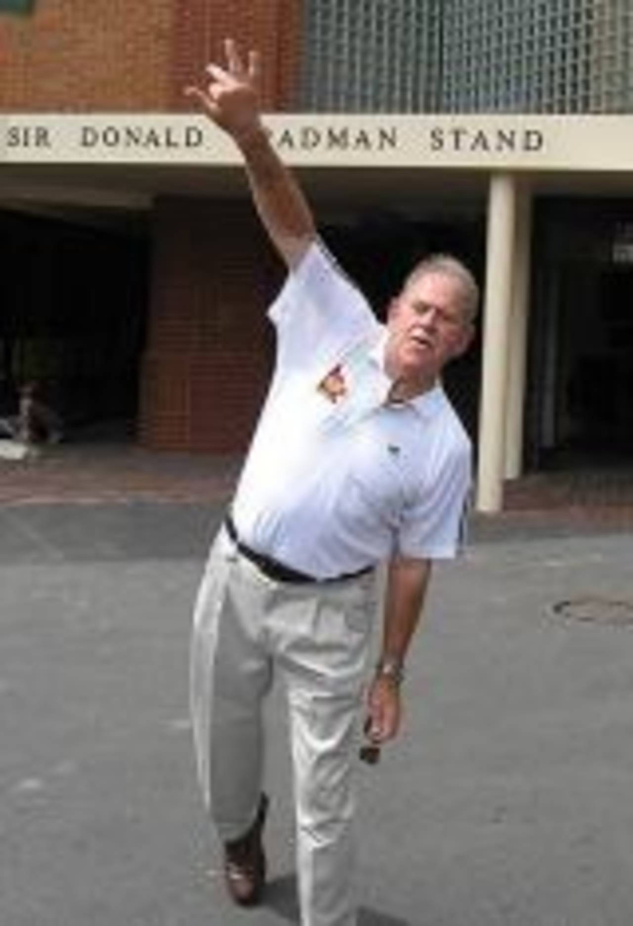 Terry Jenner demonstrates the variations the legspin, Adelaide, January 23, 2008