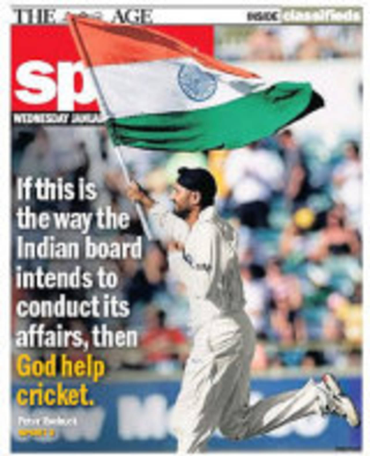 The front of the <I>Age's</I> sport pages, January 30, 2008