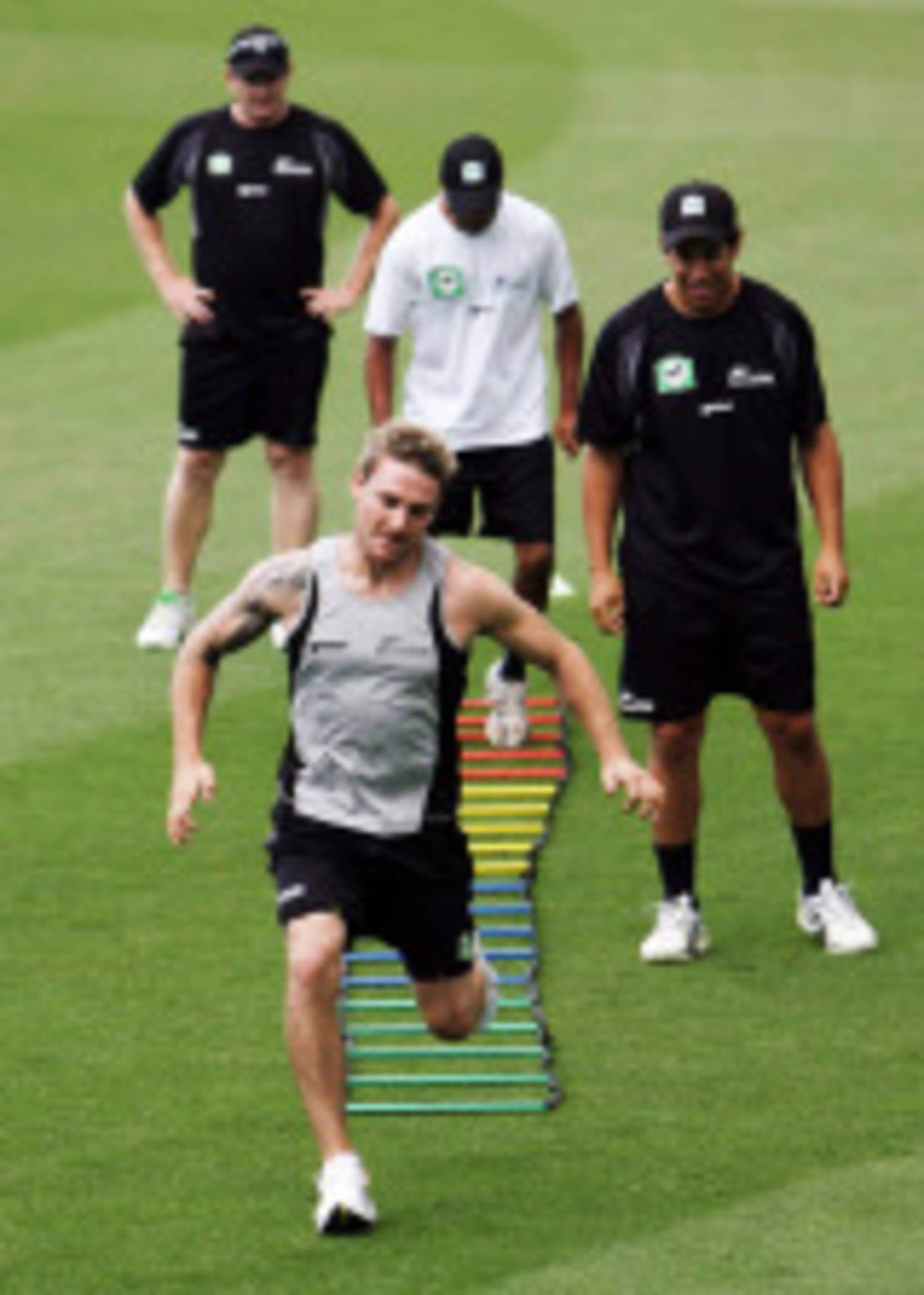 Brendon McCullum takes part in a fitness drill, Auckland, February 8, 2008