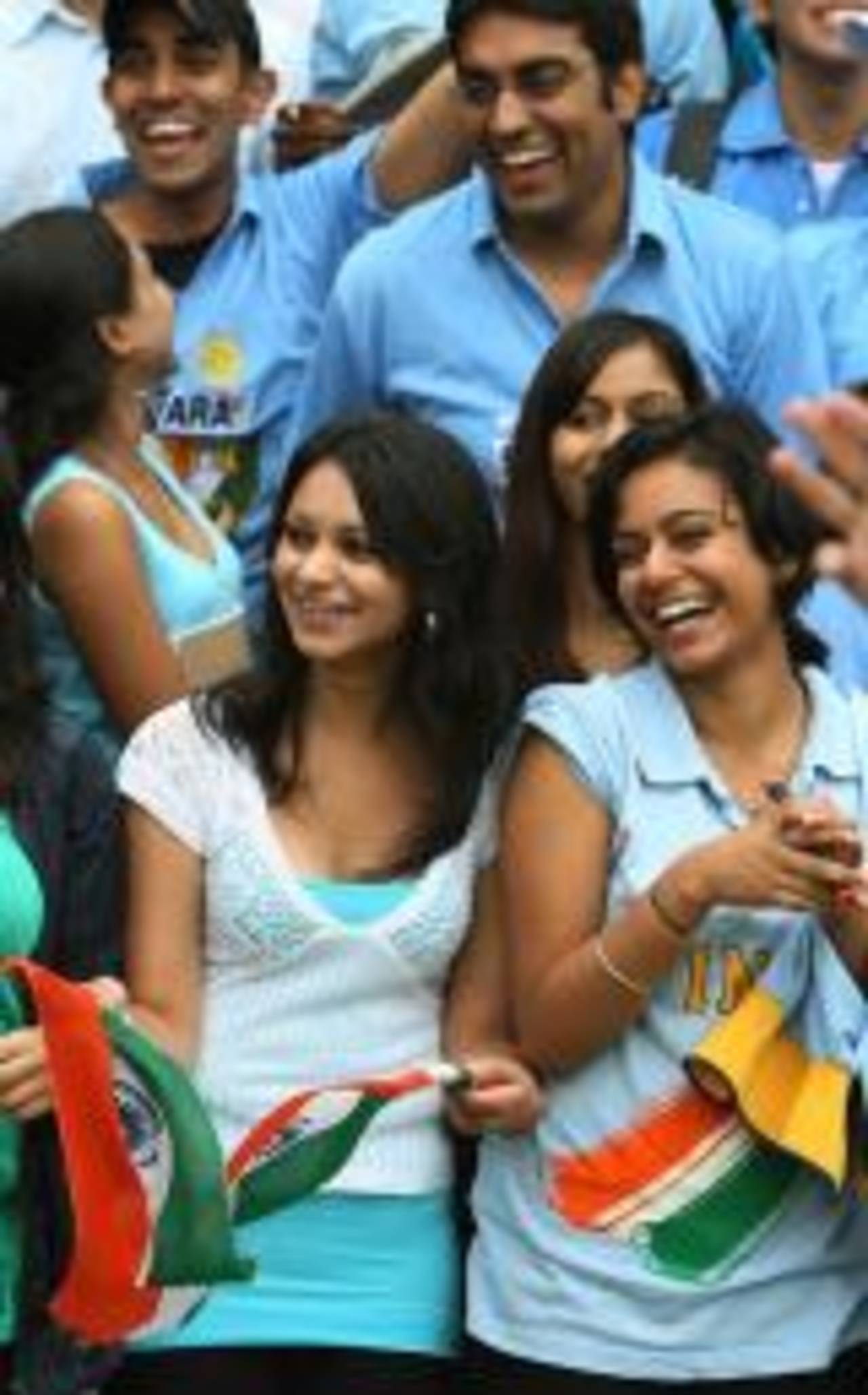 Indian fans keep the cheer despite the rain delay, India v Sri Lanka, CB Series, 5th ODI, Canberra, February 12, 2008 