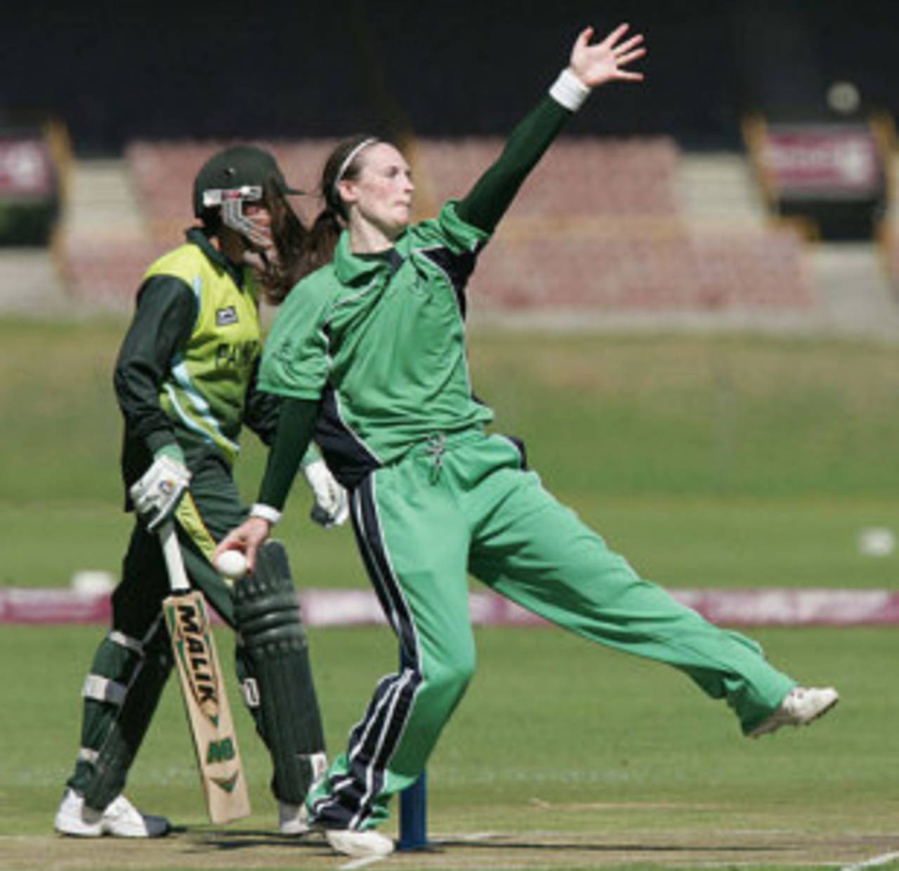 Ireland captain Heather Whelan bowls against Pakistan, Ireland Women v Pakistan Women, ICC Women's World Cup Qualifier, Stellenbosch, February 18, 2008