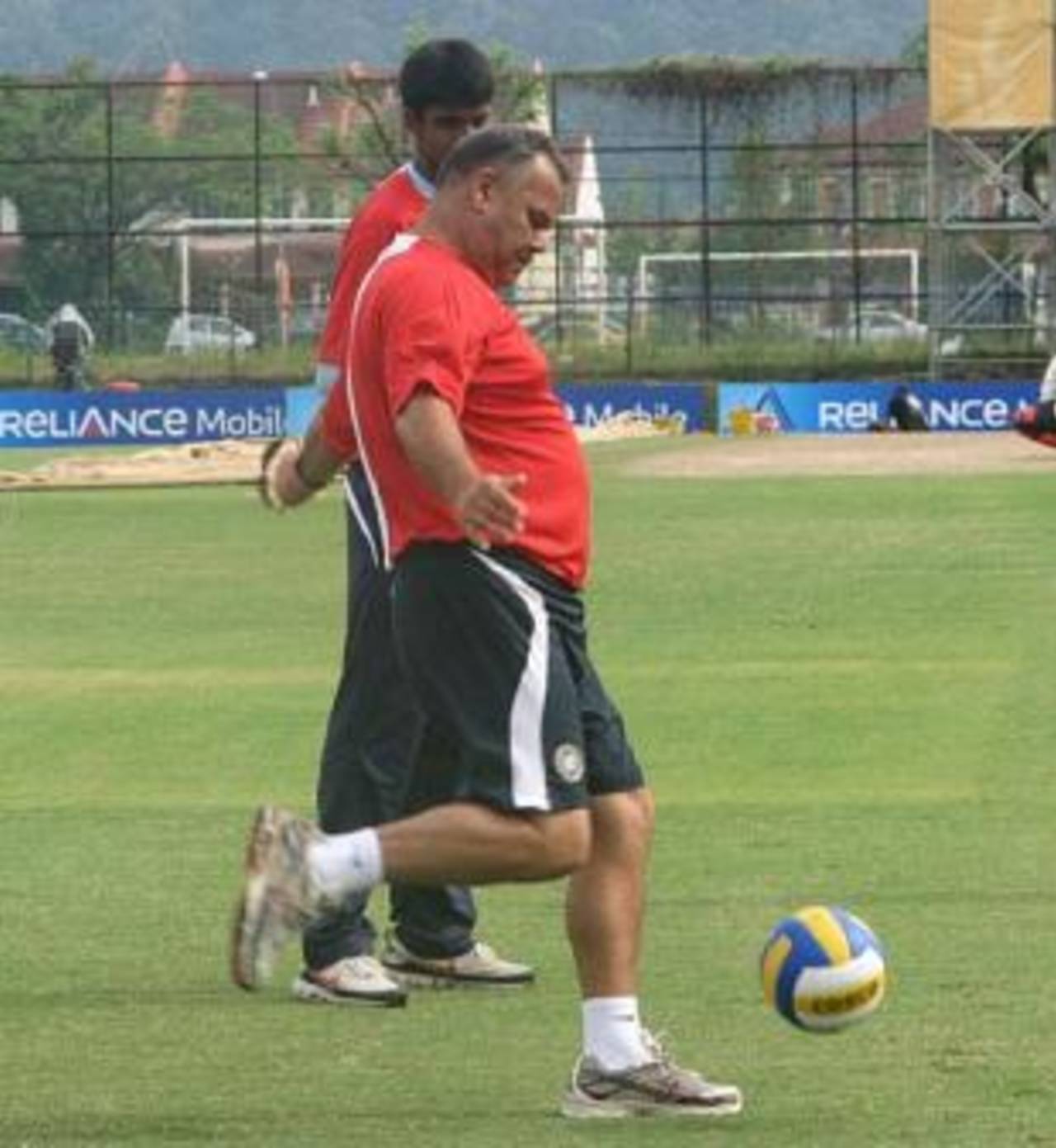 India Under-19 coach Dav Whatmore engages in a spot of football, 
Under-19 World Cup, Kuala Lumpur, February 23, 2008 
