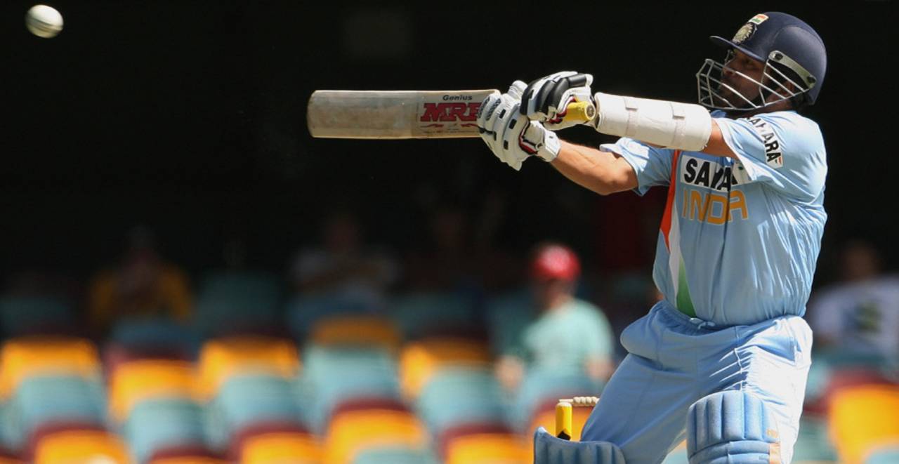 Sachin Tendulkar steers Brett Lee for four, Australia v India, CB Series, 2nd final, Brisbane, March 4, 2008