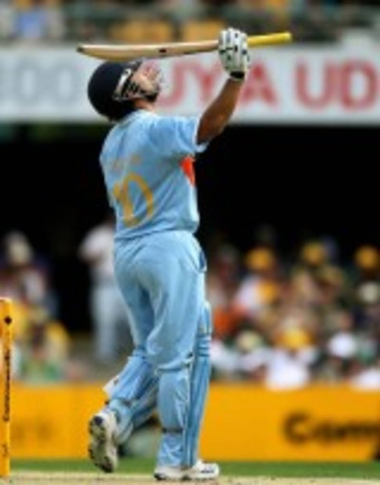 Sachin Tendulkar looks toward the heavens after bringing up his half-century, Australia v India, CB Series, 2nd final, Brisbane, March 4, 2008