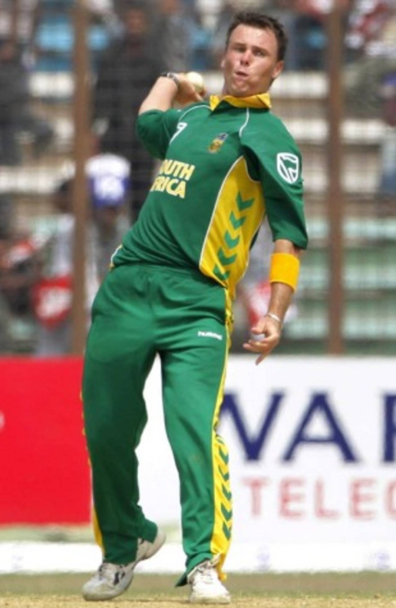Johan Botha readies to deliver the ball, Bangladesh v South Africa, 1st ODI, Chittagong, March 9, 2008