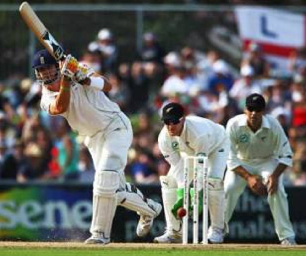 Kevin Pietersen whips one through midwicket, New Zealand v England, 3rd Test, Napier, March 22, 2008