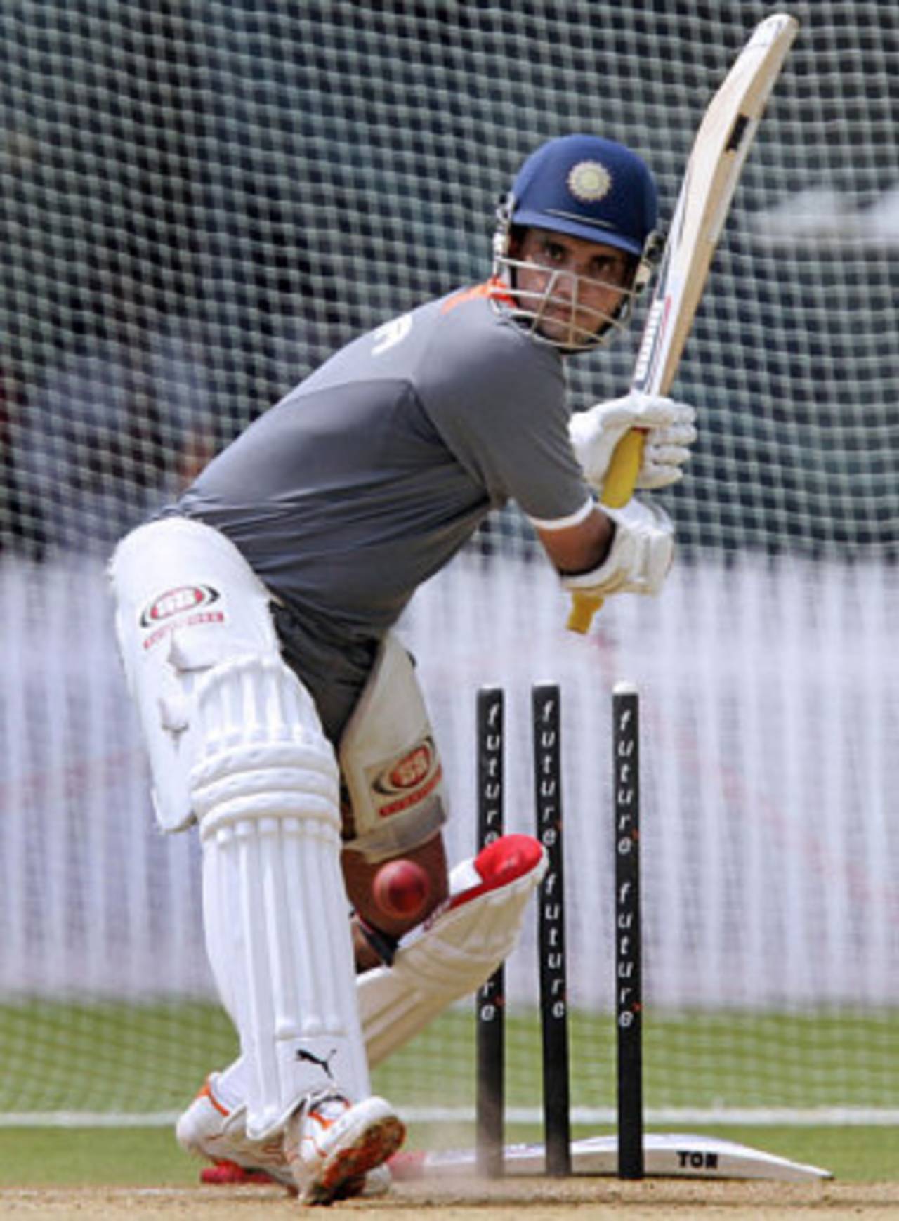 Sourav Ganguly bats in the nets, Chennai, March 25, 2008