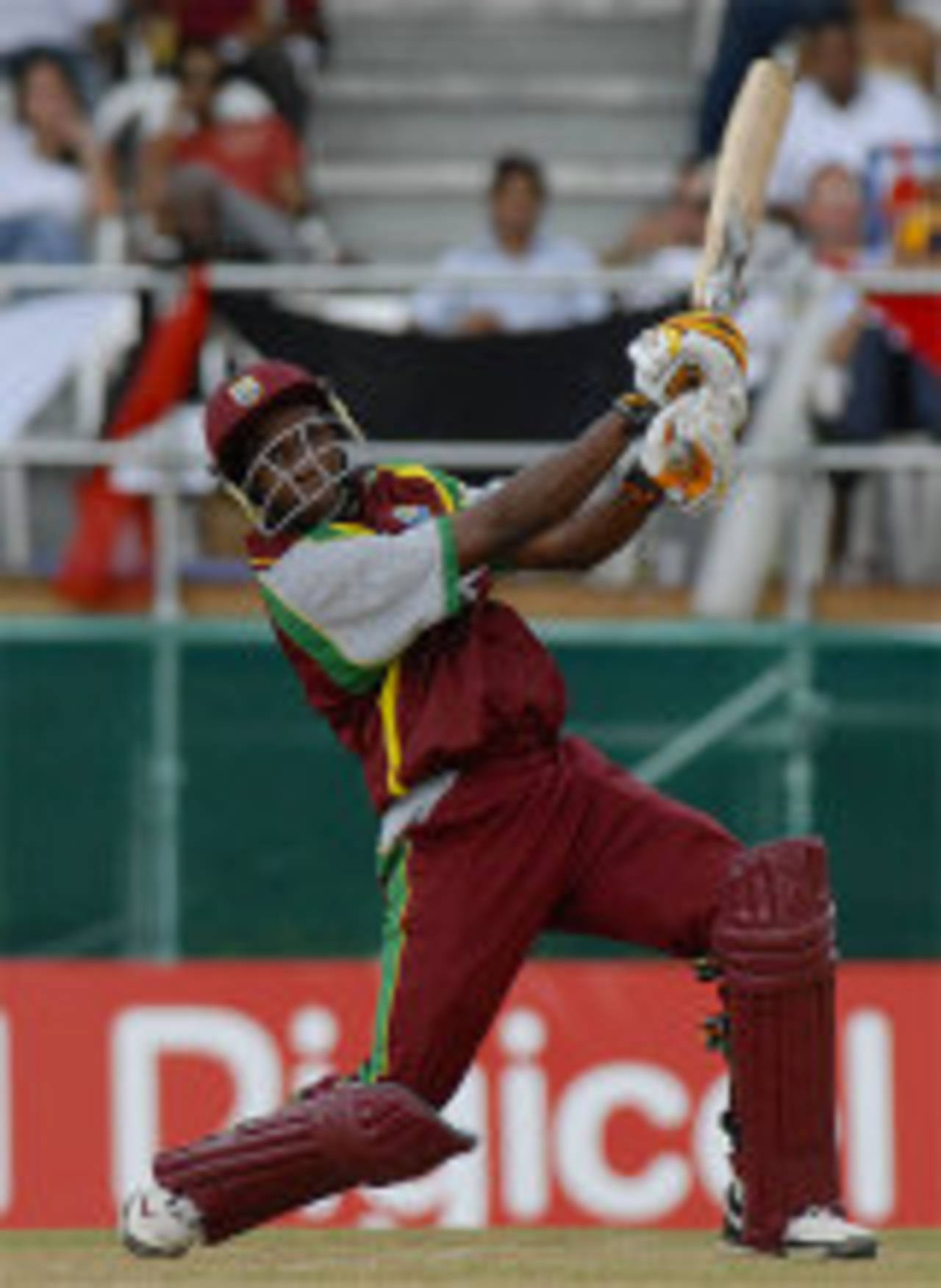 Dwayne Bravo opens his shoulders on his way to 36, West Indies v Sri Lanka, 1st ODI, Trinidad, April 10, 2008