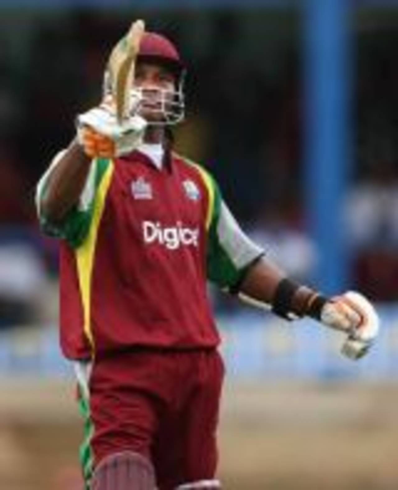 Marlon Samuels celebrates his half-century, West Indies v Sri Lanka, 2nd ODI, Trinidad, April 12, 2008