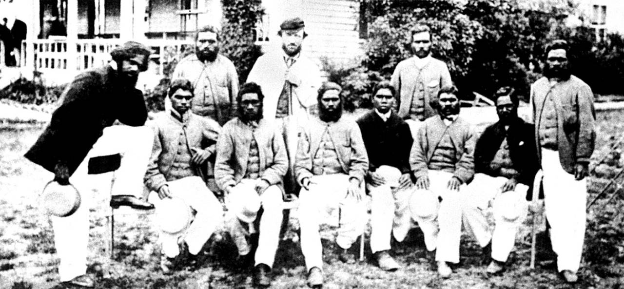 The Aboriginal team photographed in Sydney in 1867: Back row (left to right): Tarpot, Tom Wills, Johnny Mullagh; Front row: King Cole, Jellico, Peter, Red Cap, Harry Rose, Bullocky, Cuzens, Dick-a-Dick&nbsp;&nbsp;&bull;&nbsp;&nbsp;PA Photos