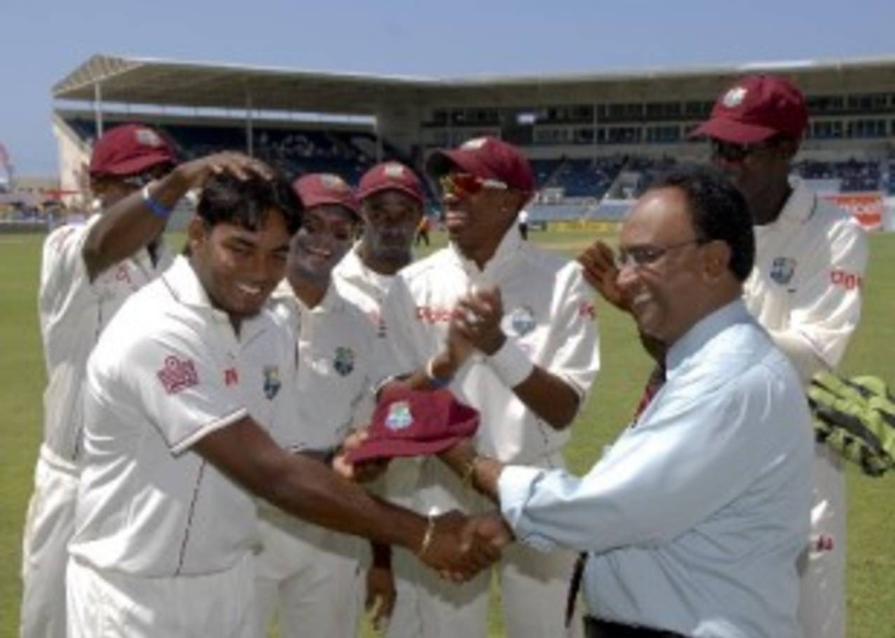 Amit Jaggernauth receives his Test cap, West Indies v Australia, 1st Test, Jamaica, May 22, 2008