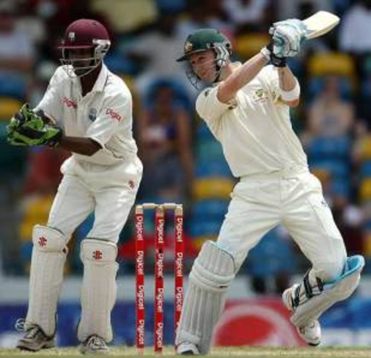 Michael Clarke cuts Sulieman Benn during his unbeaten 48, West Indies v Australia, 3rd Test, Barbados, 4th day, June 15, 2008