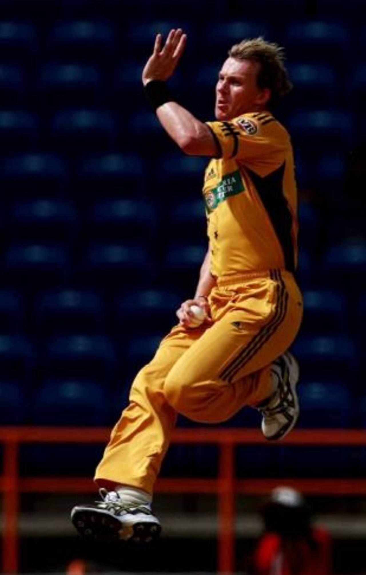 Brett Lee runs in to bowl, West Indies v Australia, 3rd ODI, Grenada, June 29, 2008