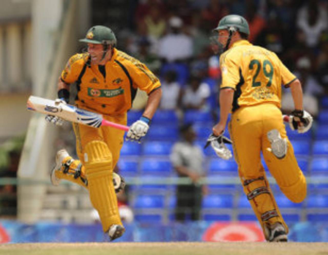 Michael Hussey and David Hussey bat together for the first time at international level, West Indies v Australia, 5th ODI, St Kitts, July 6, 2008