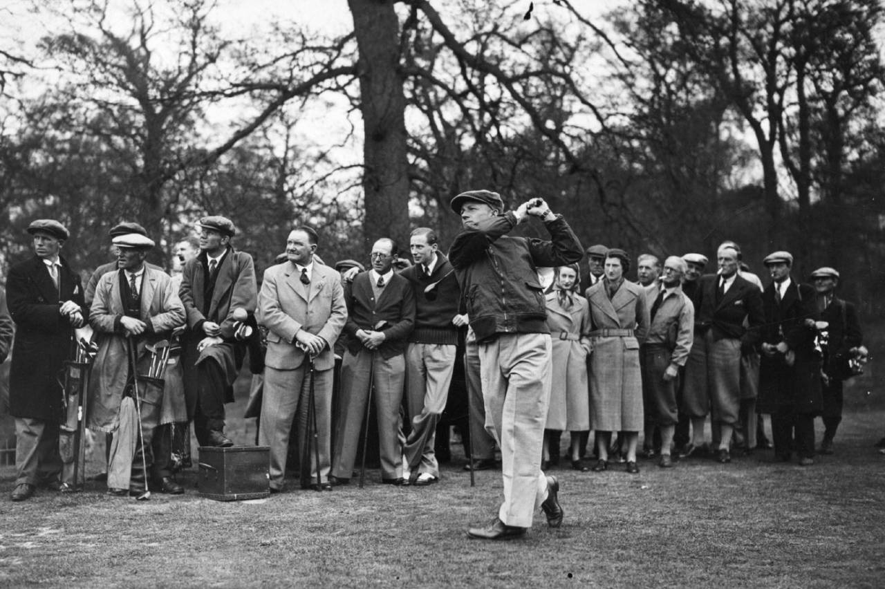 Don Bradman plays a round of golf, April 1, 1938
