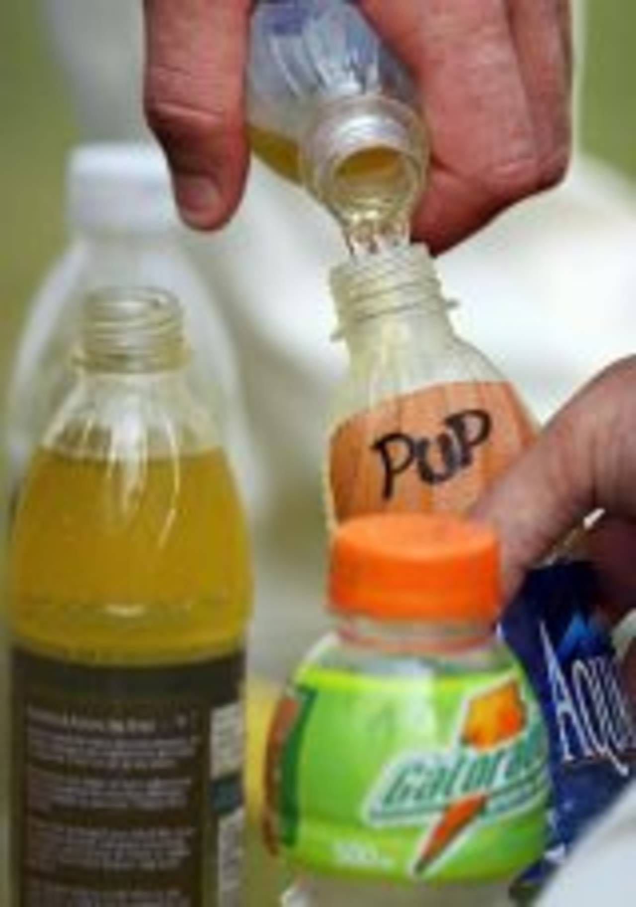 A close-up of Michael Clarke's drinks bottle, Hyderabad, October 1, 2008