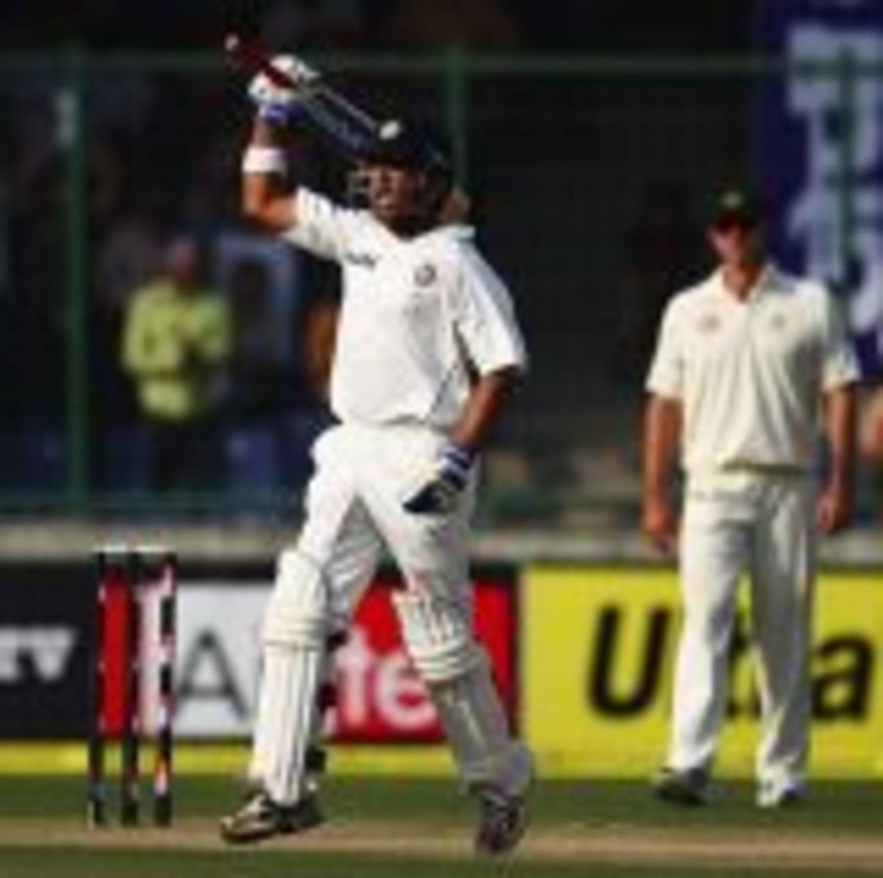 Gautam Gambhir celebrates his third Test century, India v Australia, 3rd Test, Delhi, 1st day, October 29, 2008