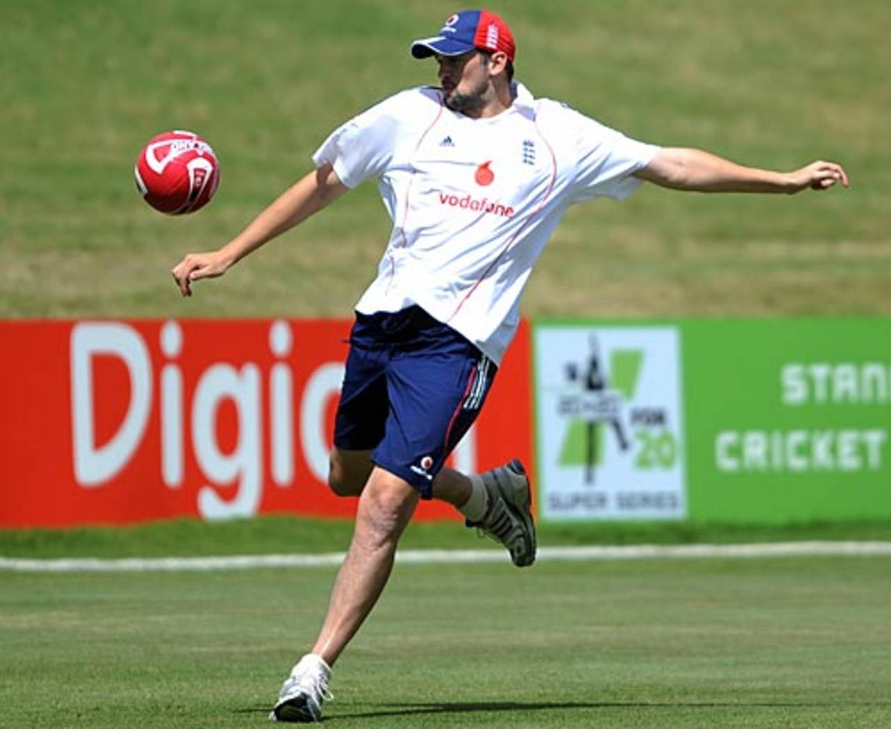 Steve Harmison enjoys a game of football, Stanford 20/20 for 20, Antigua, October 31, 2008