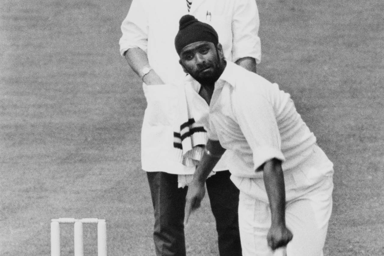 Bishan Bedi bowls, Surrey v Indians, Tour match, The Oval, 3rd day, August 2, 1971