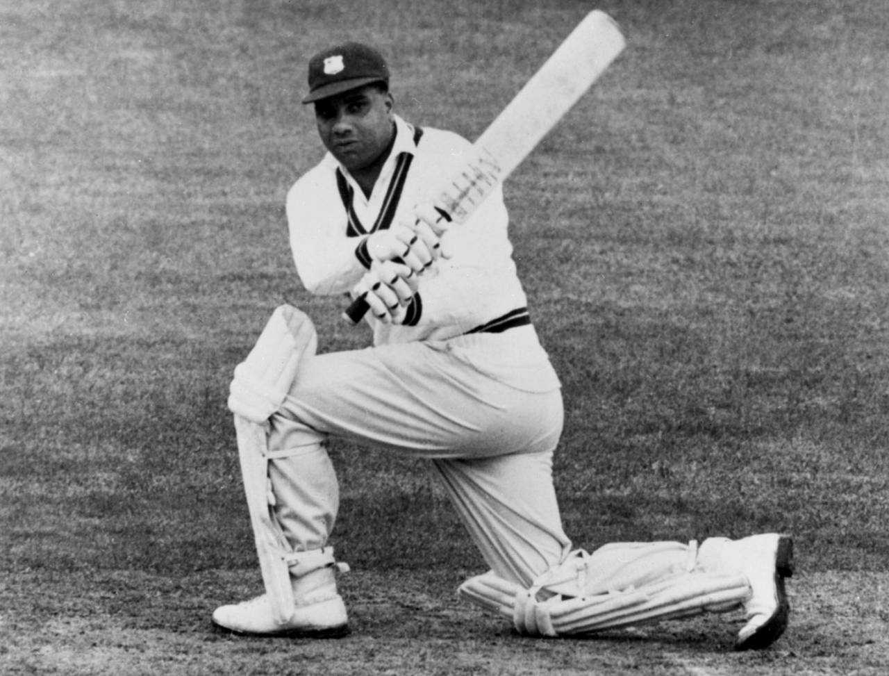 Clyde Walcott plays the sweep shot, West Indies in England, 1955