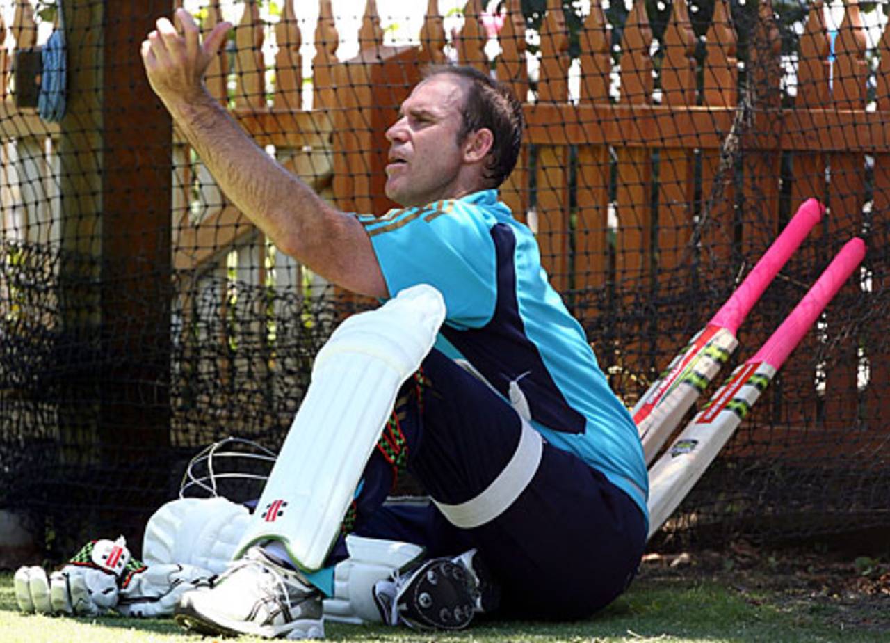 Matthew Hayden waits for his turn at the nets, Perth, December 14, 2008