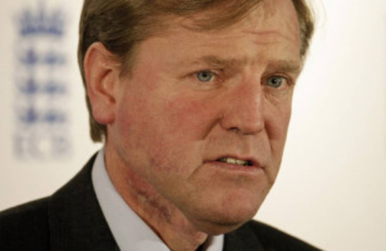 Hugh Morris at the press conference in which he announced the sacking of Peter Moores and the resignation of Kevin Pietersen, The Oval, January 7, 2009