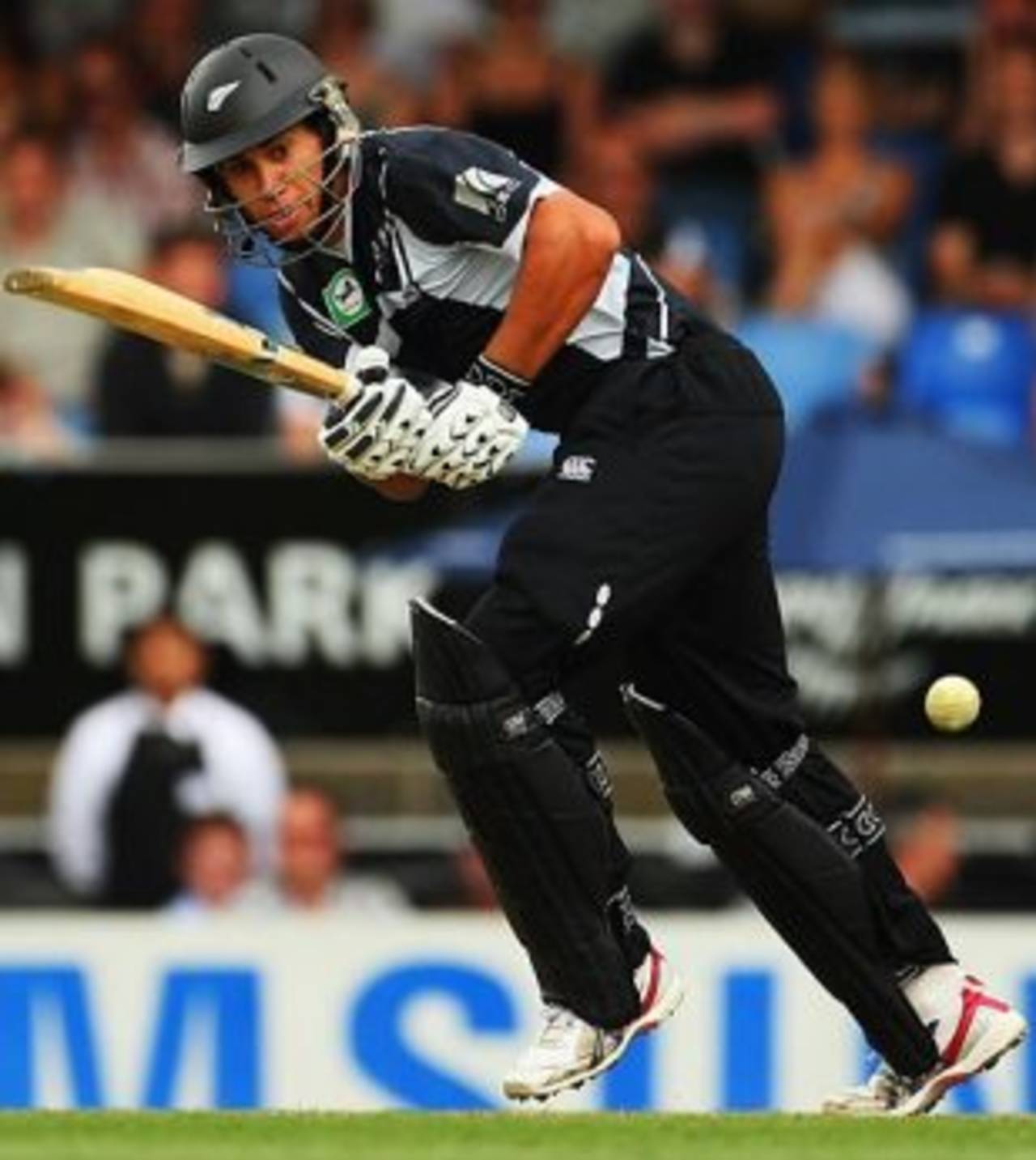 Ross Taylor plays one on the leg side, New Zealand v West Indies, 4th ODI, Auckland, January 10, 2009