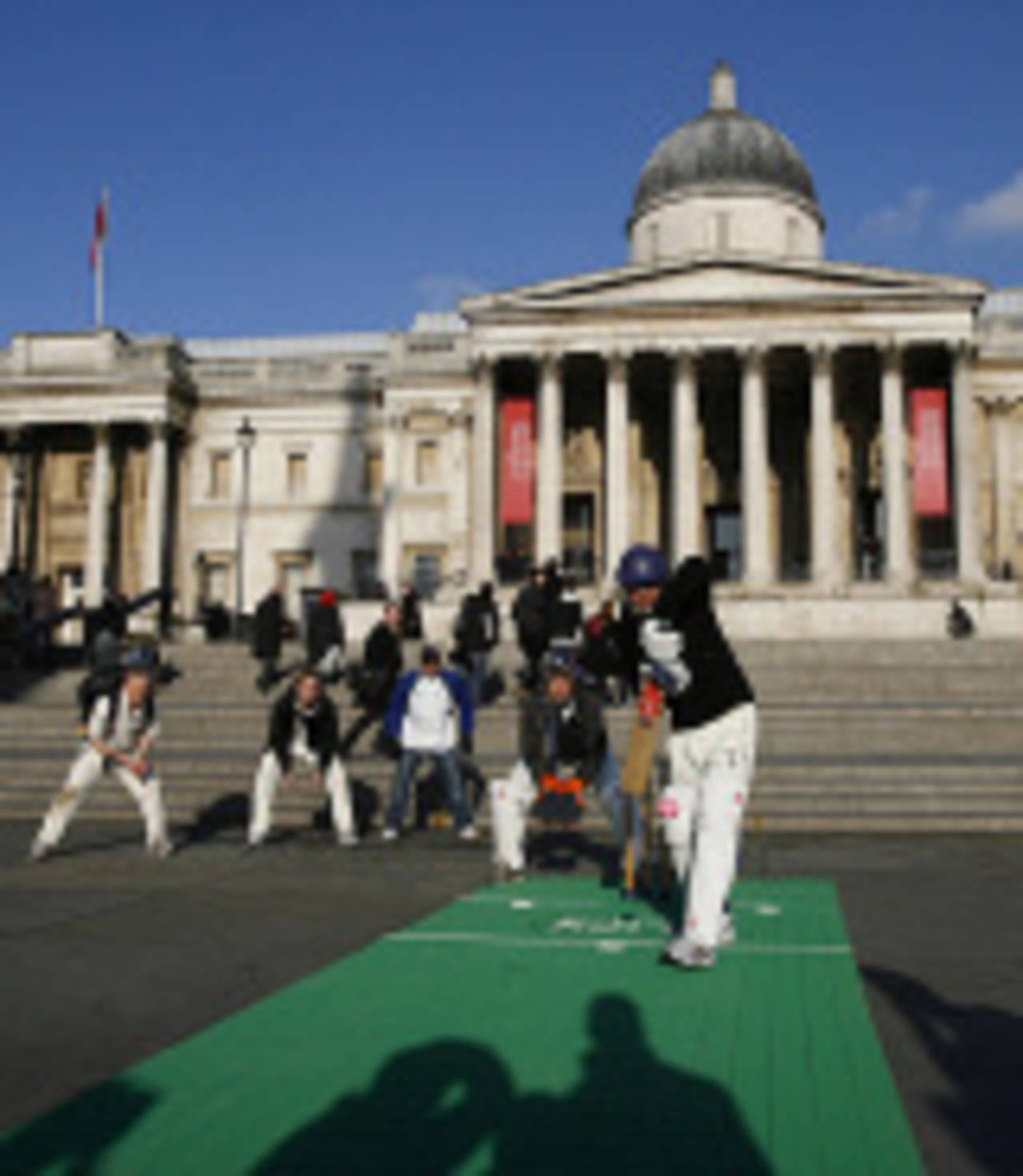 An expedition of climbers stage a fund-raising match in Trafalgar Square, London, January 27, 2009